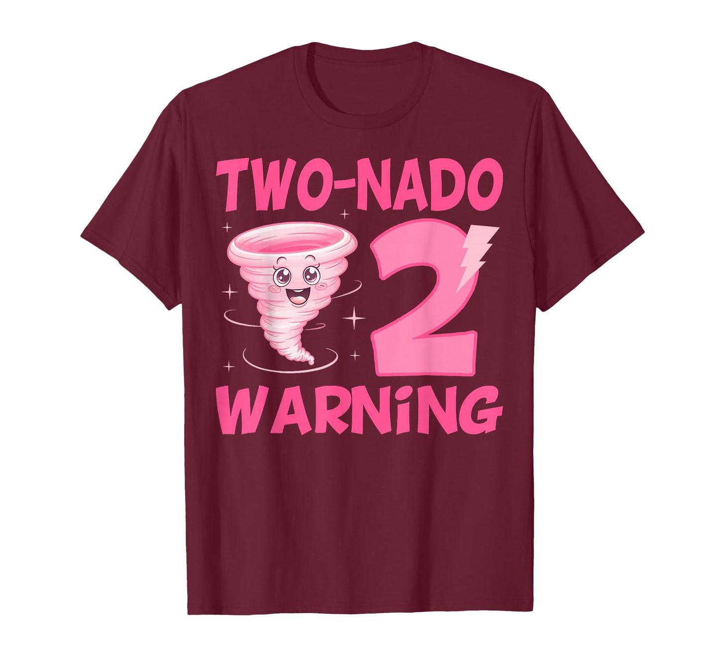 Kids Two-nado Warning 2nd Birthday Pink Tornado Birthday T-Shirt