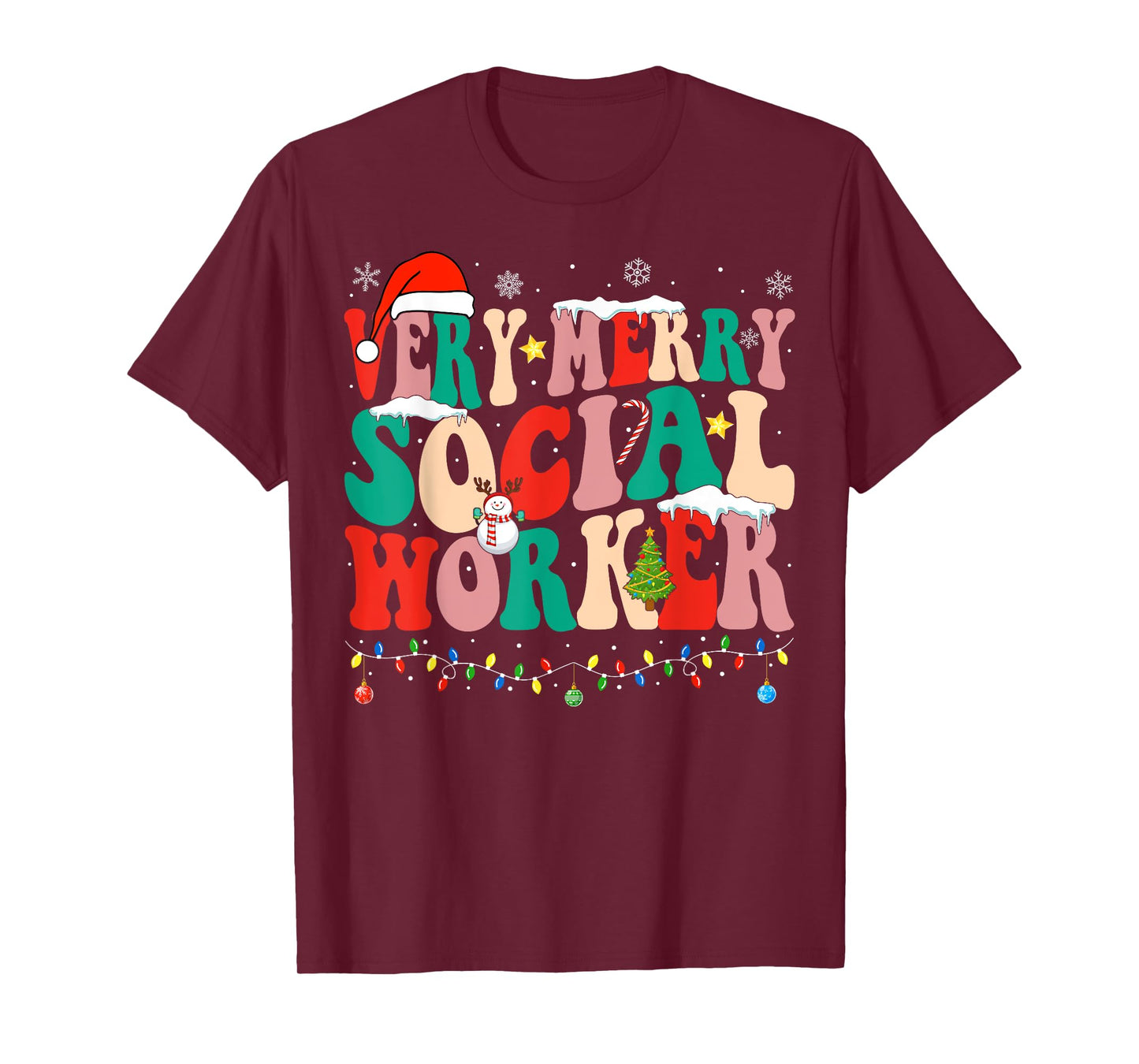 Very Merry Social Worker Xmas Cool Christmas Social Worker T-Shirt