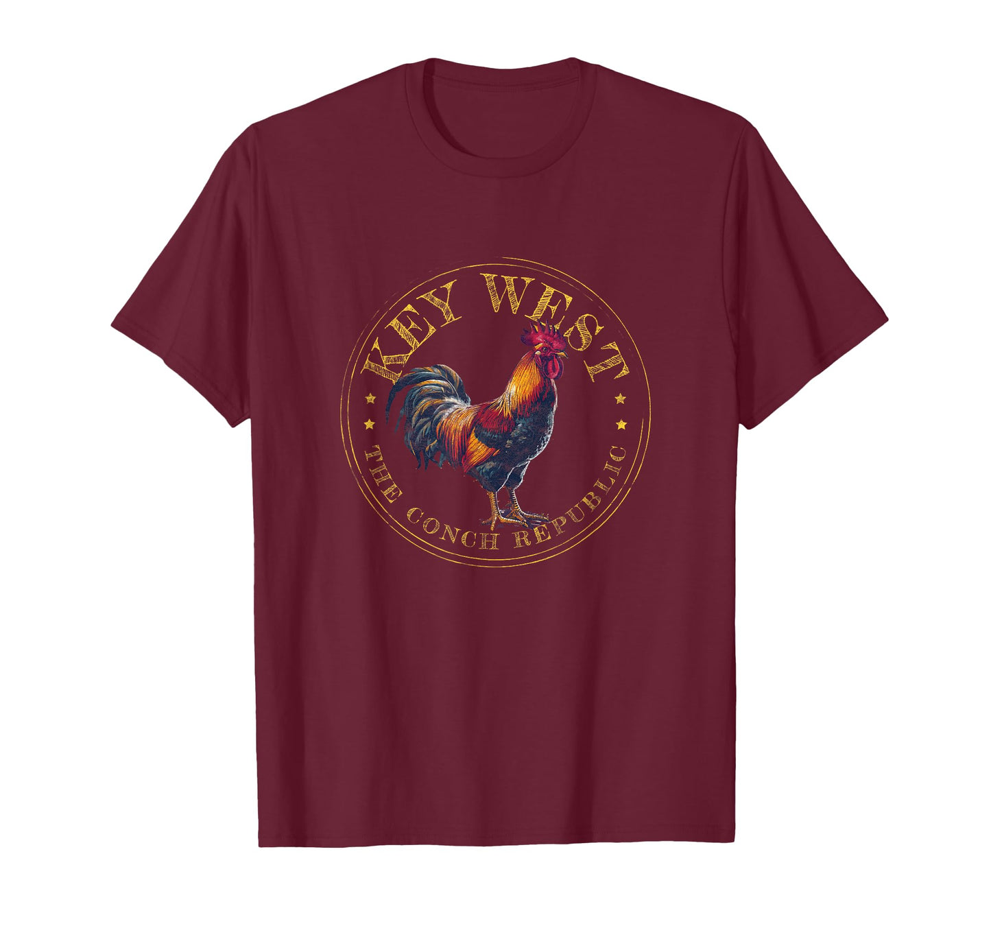 Key West Rooster FL The Conch Republic Funny Souvenir T-Shirt, Small, Blue