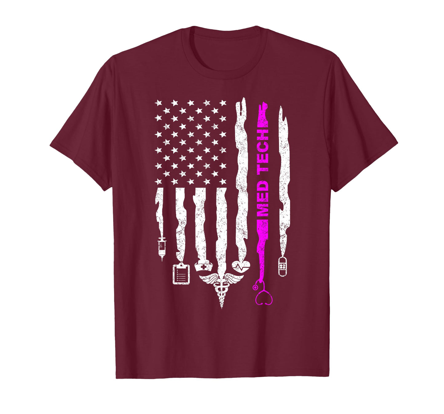 Funny Patriotic Med Tech USA Flag Nurses Med Tech Week Gifts Women Men T-Shirt