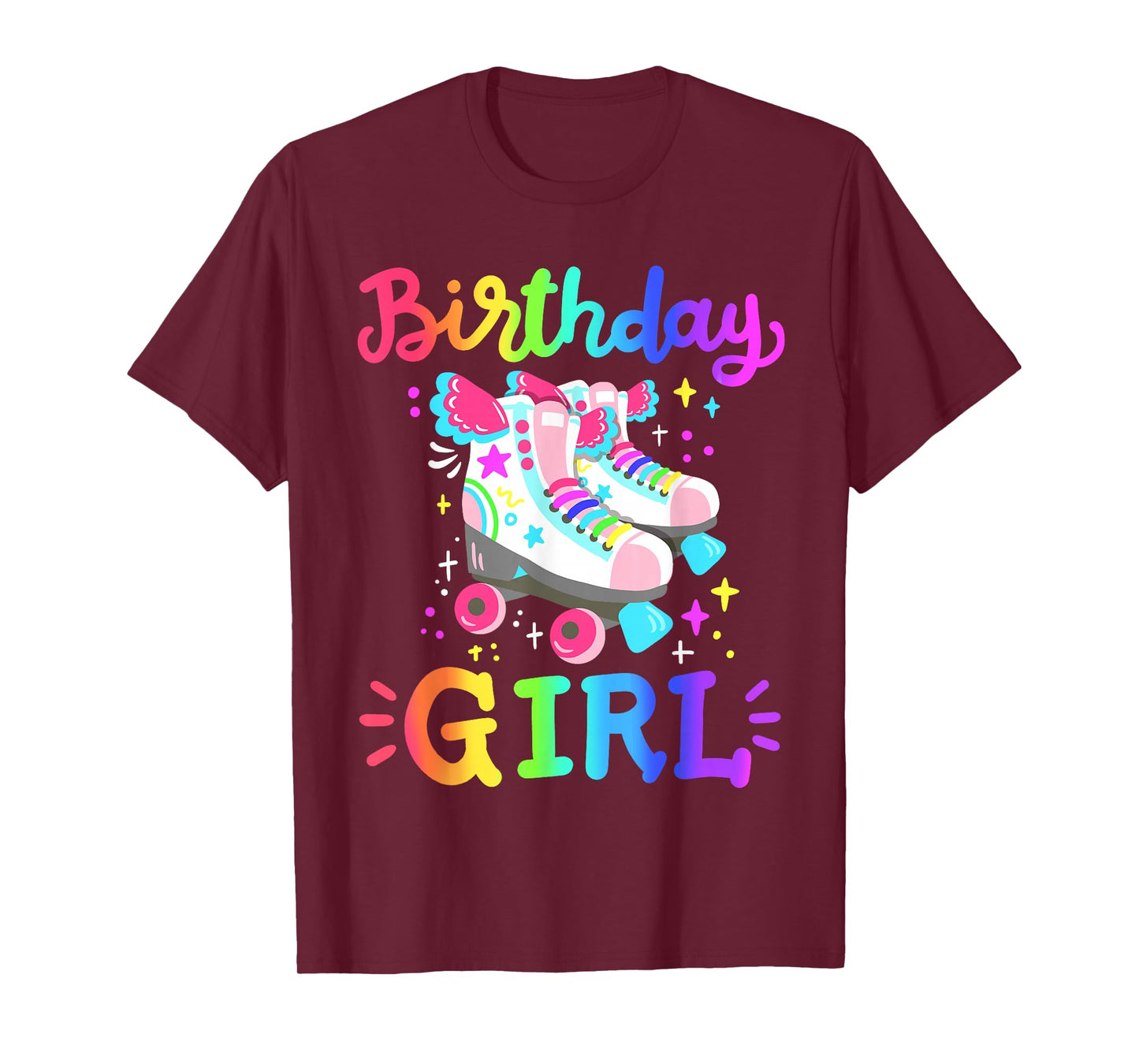 Birthday Girl Rolling Skates Roller Skater Party Kids Girls T-Shirt