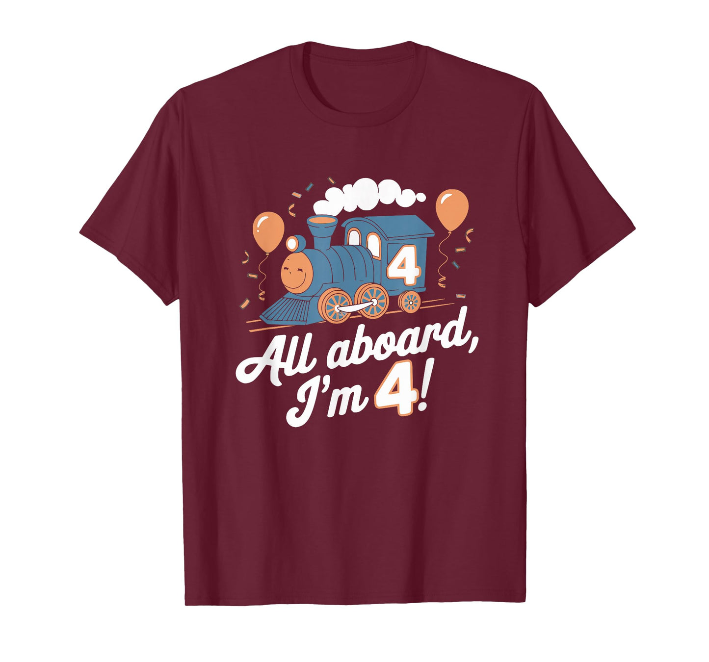 Train 4th Birthday All Aboard I'm 4 Design For Kids T-Shirt