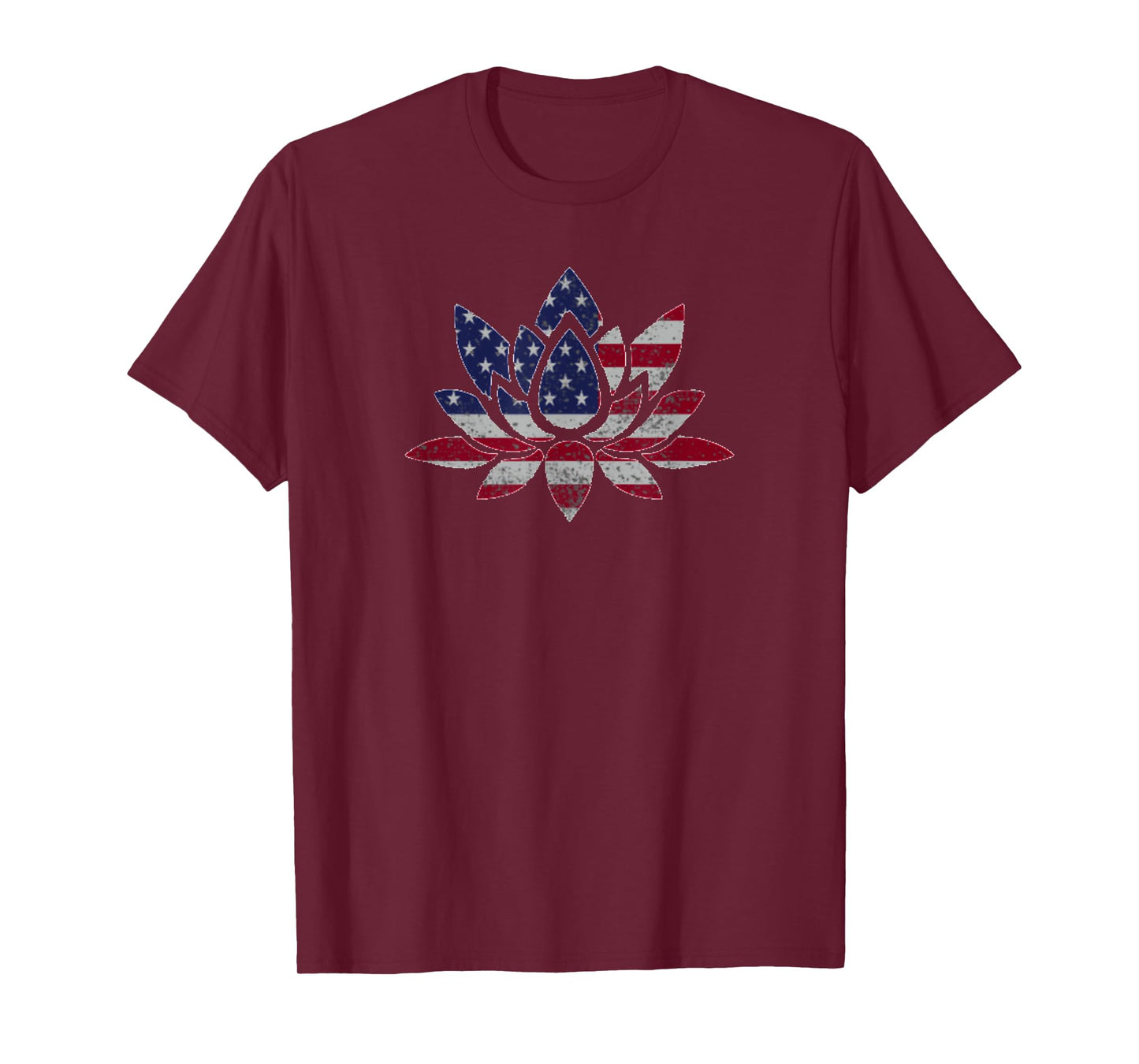Patriotic USA Flag Lotus Flower Yoga Meditation July 4th T-Shirt for Women Men