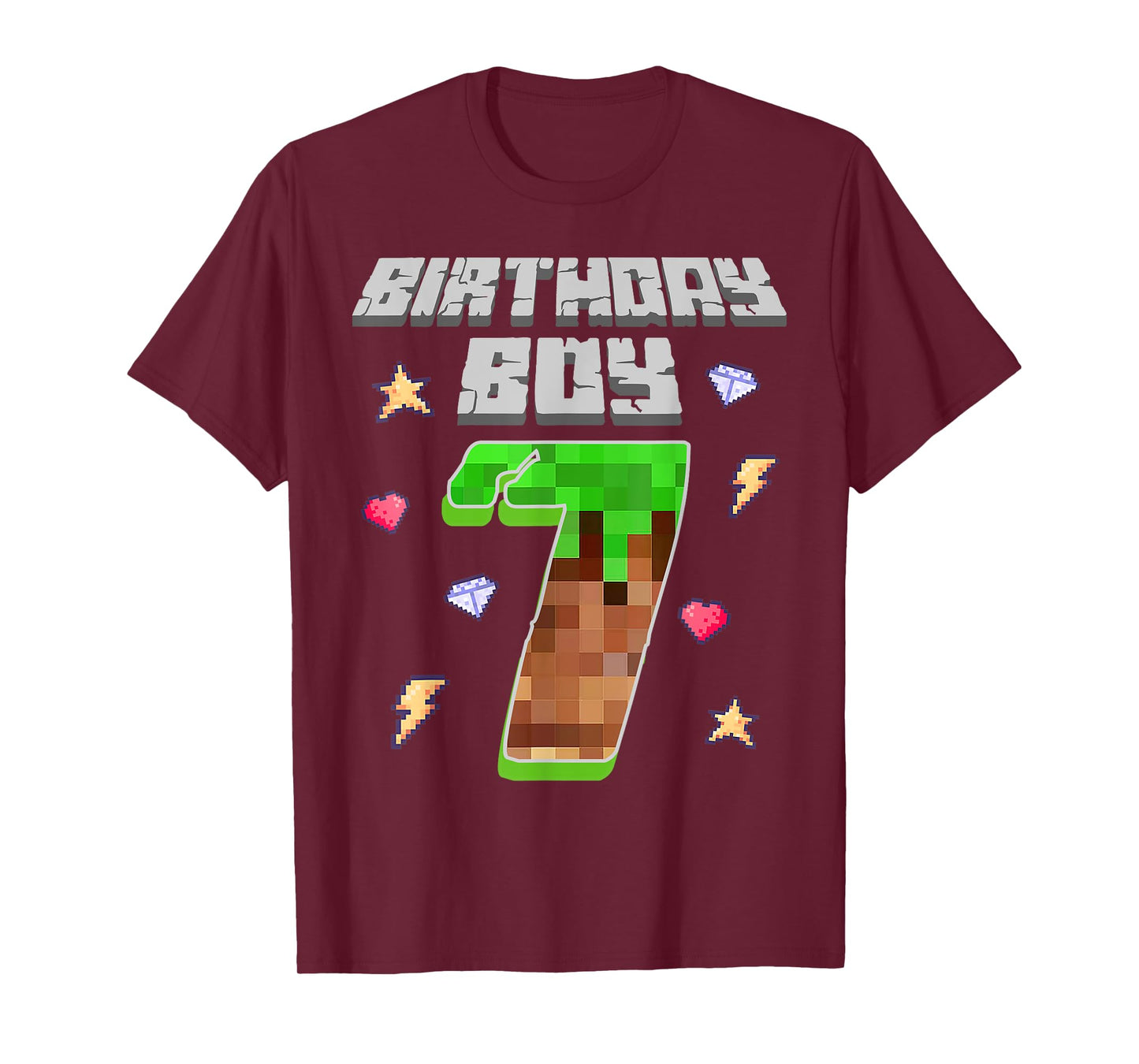 It's My 7th Birthday Boy Seven 7 Year Old Pixel Gaming Party T-Shirt