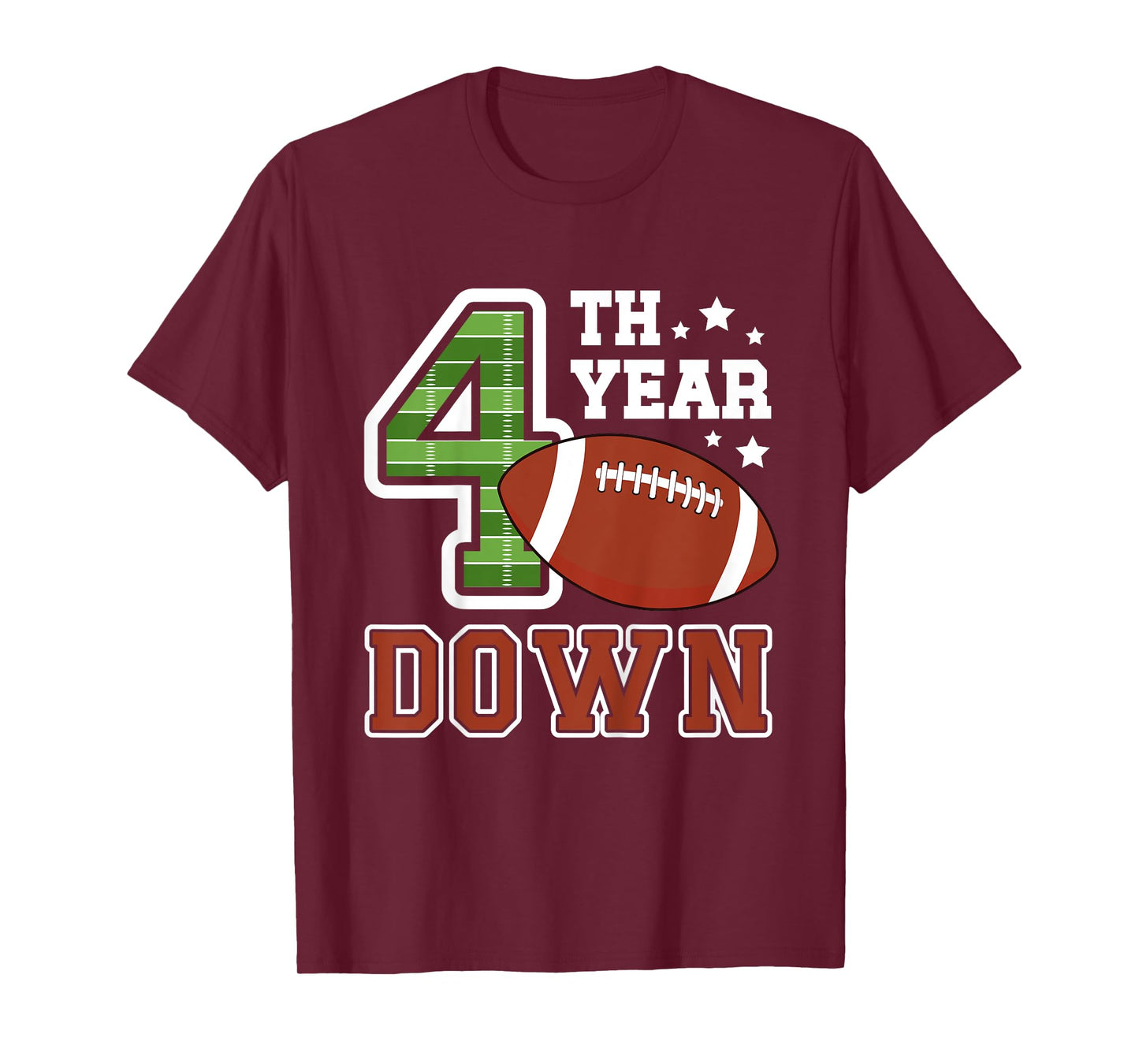 Kids 4th Football Birthday Party 4 Year Old Football Player T-Shirt