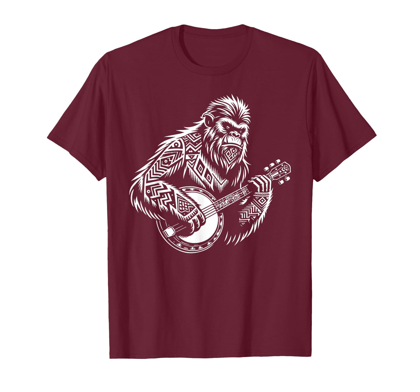 Zen Bigfoot Playing Banjo Tribal Art Music Fest Sasquatch T-Shirt