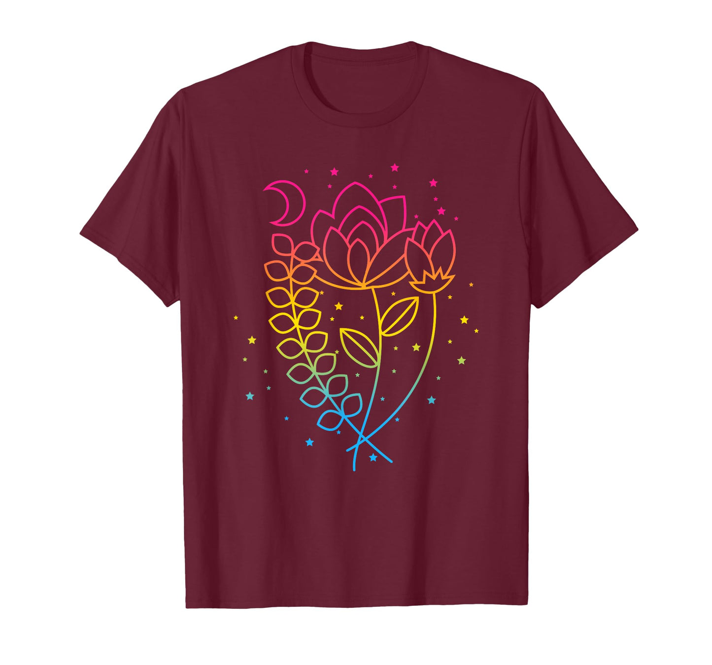 Pansexual Floral Pan Pride Flag Colors Subtle Boho Lotus T-Shirt