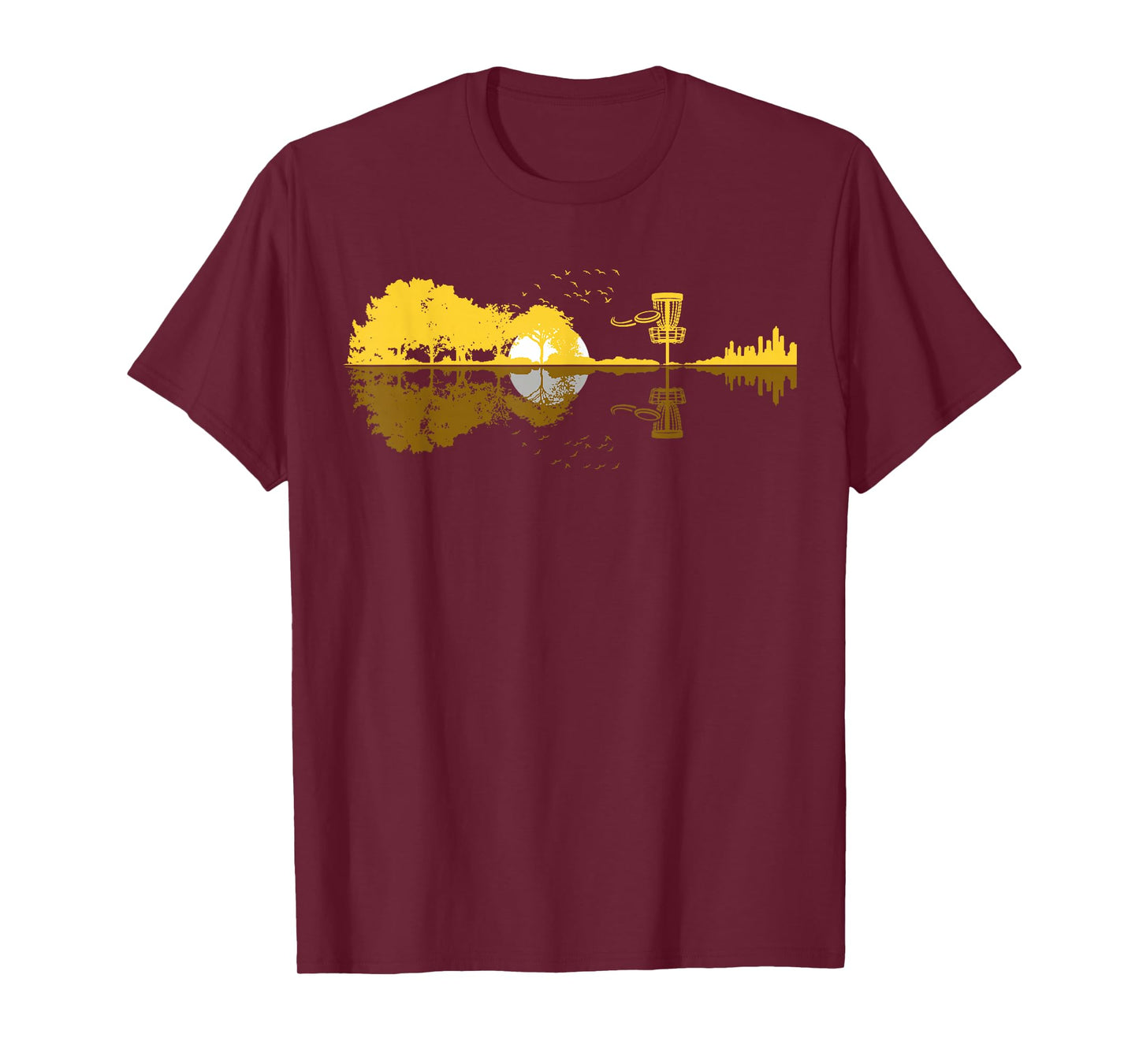Disc Golf Sunset Guitar Guitarist Player Golfing Frisbee Dad T-Shirt