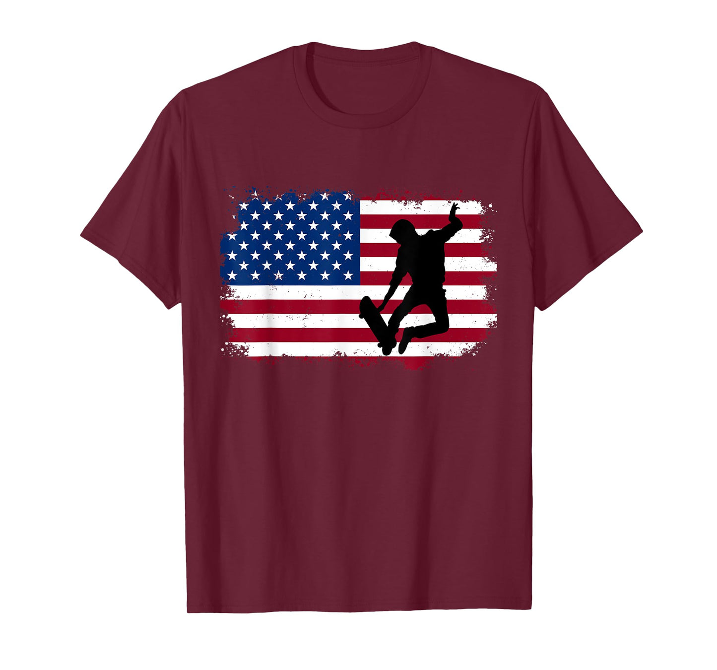 Skateboarding Skater Skate Board American Flag Men Boys T-Shirt
