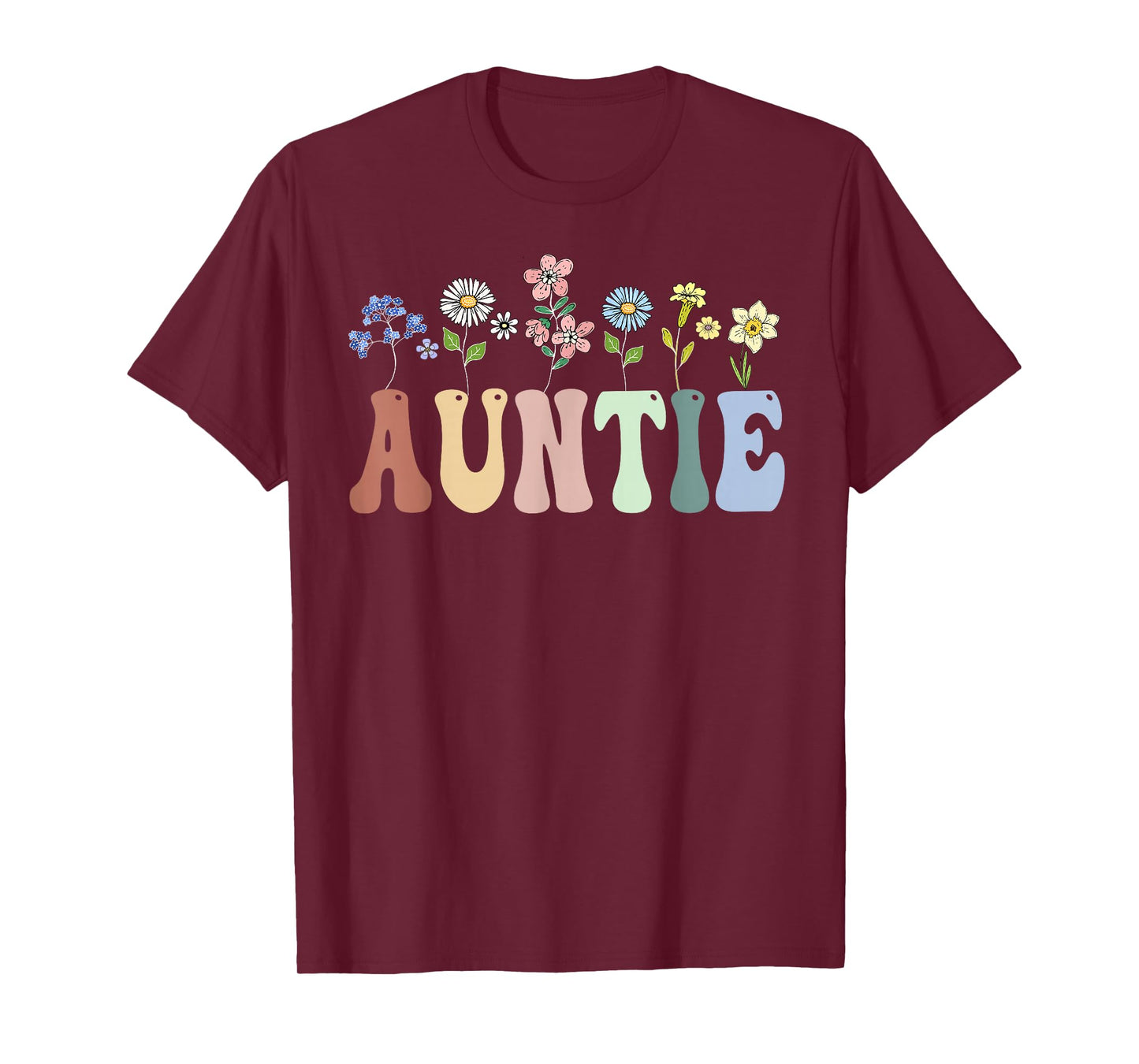Auntie Gifts Women Wildflower Floral Design Auntie T-Shirt