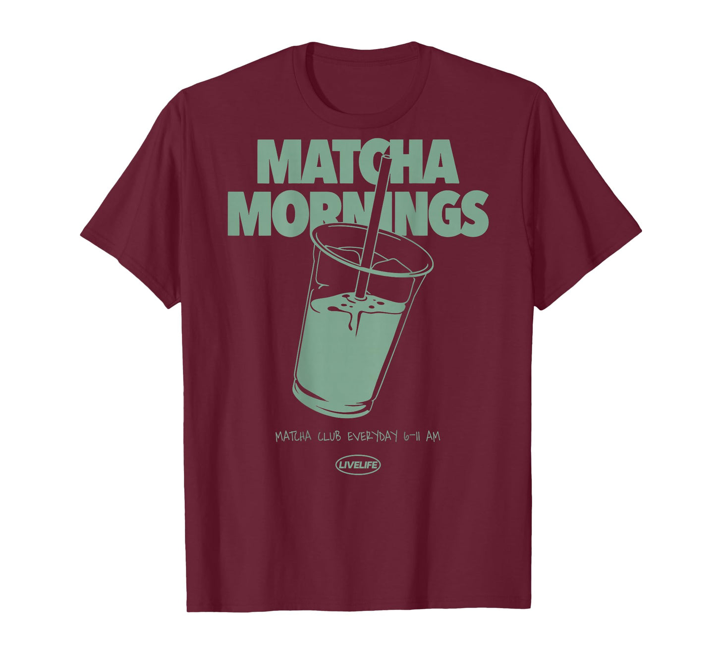MATCHA MORNINGS X LIVELIFE Green Tea Matcha Latte Back T-Shirt