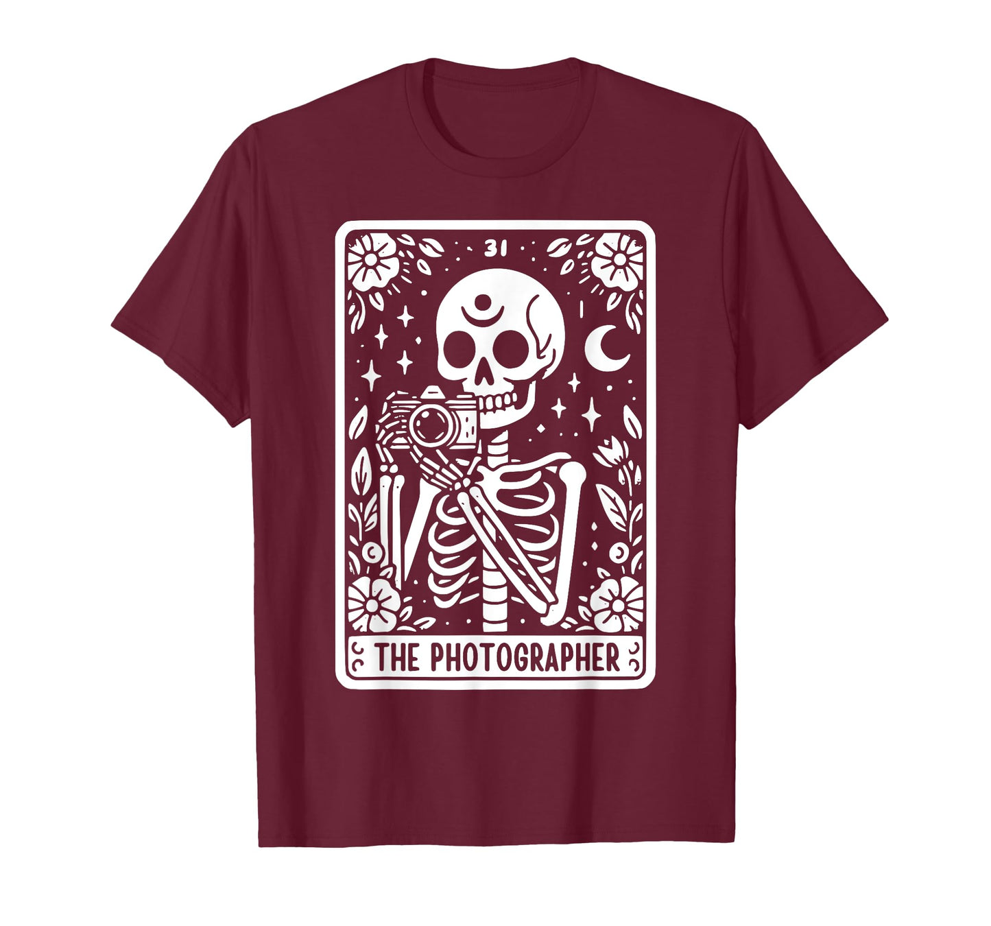 The Photographer Skeleton Tarot Card Photographer Cameraman T-Shirt