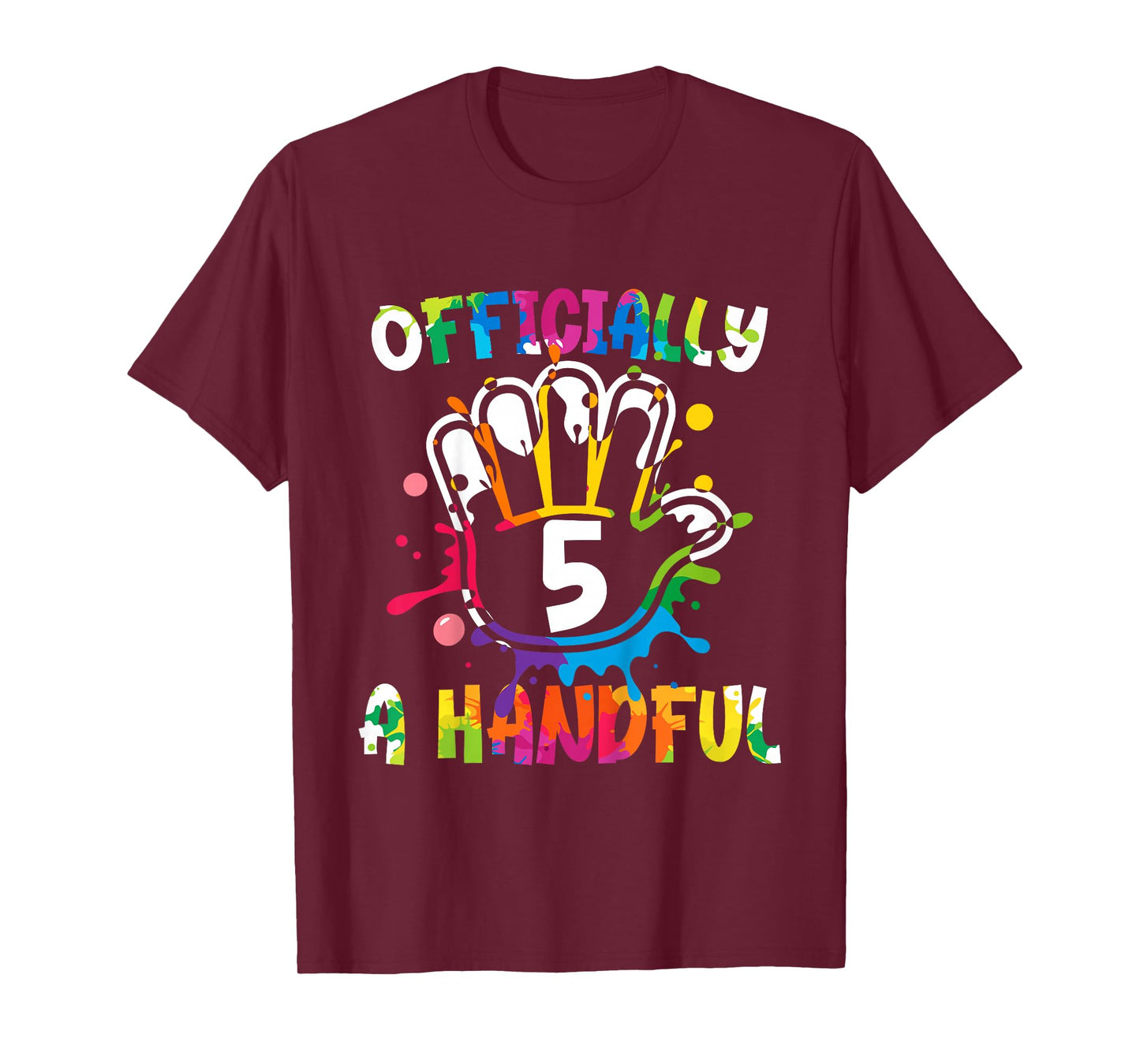 Kids Officially A Handful Funny 5th Birthday Boy Girl Turning 5 T-Shirt