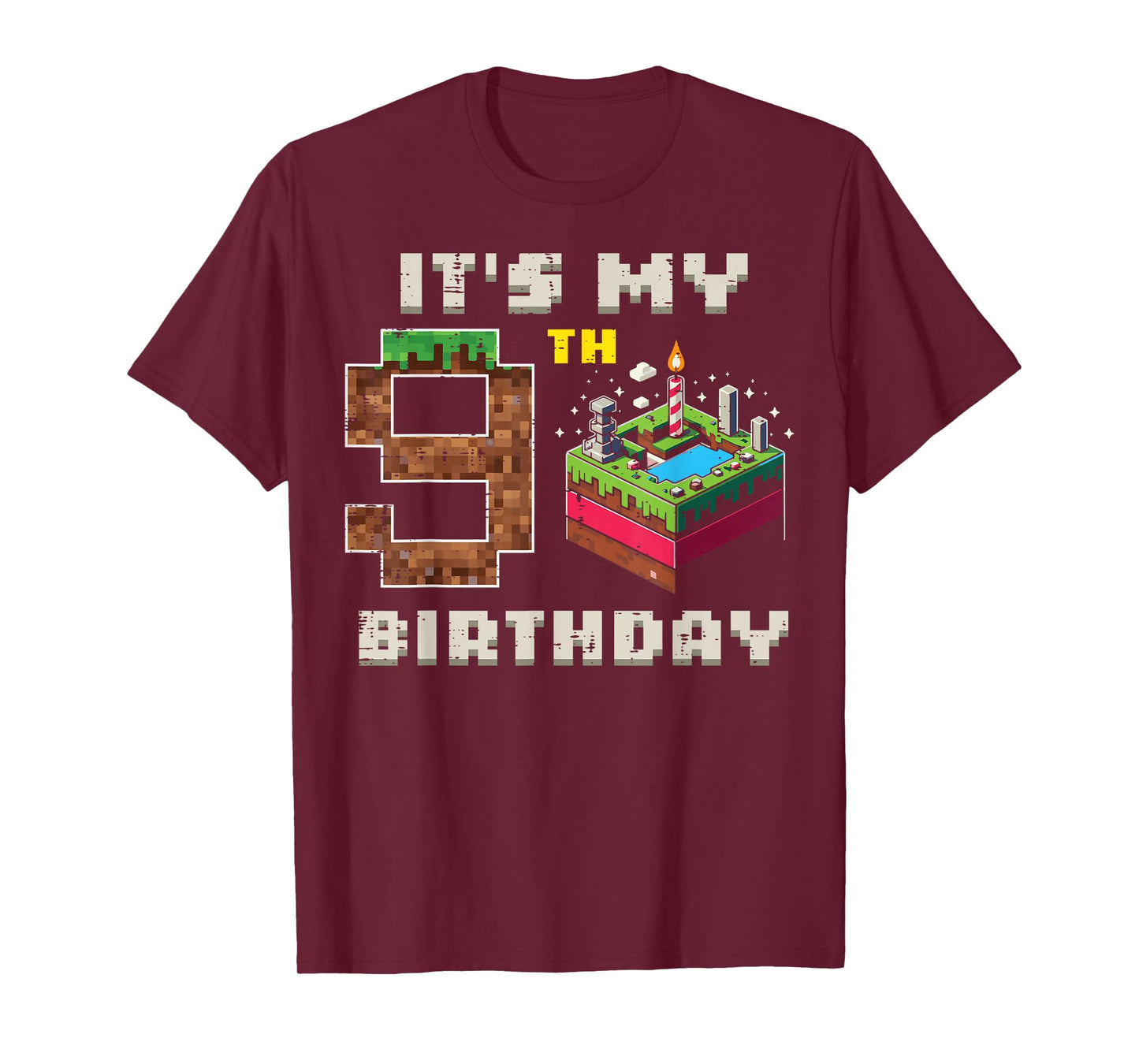 My 9th Birthday Pixel Game 9 Cake Video Gamer Boys Kid Youth T-Shirt