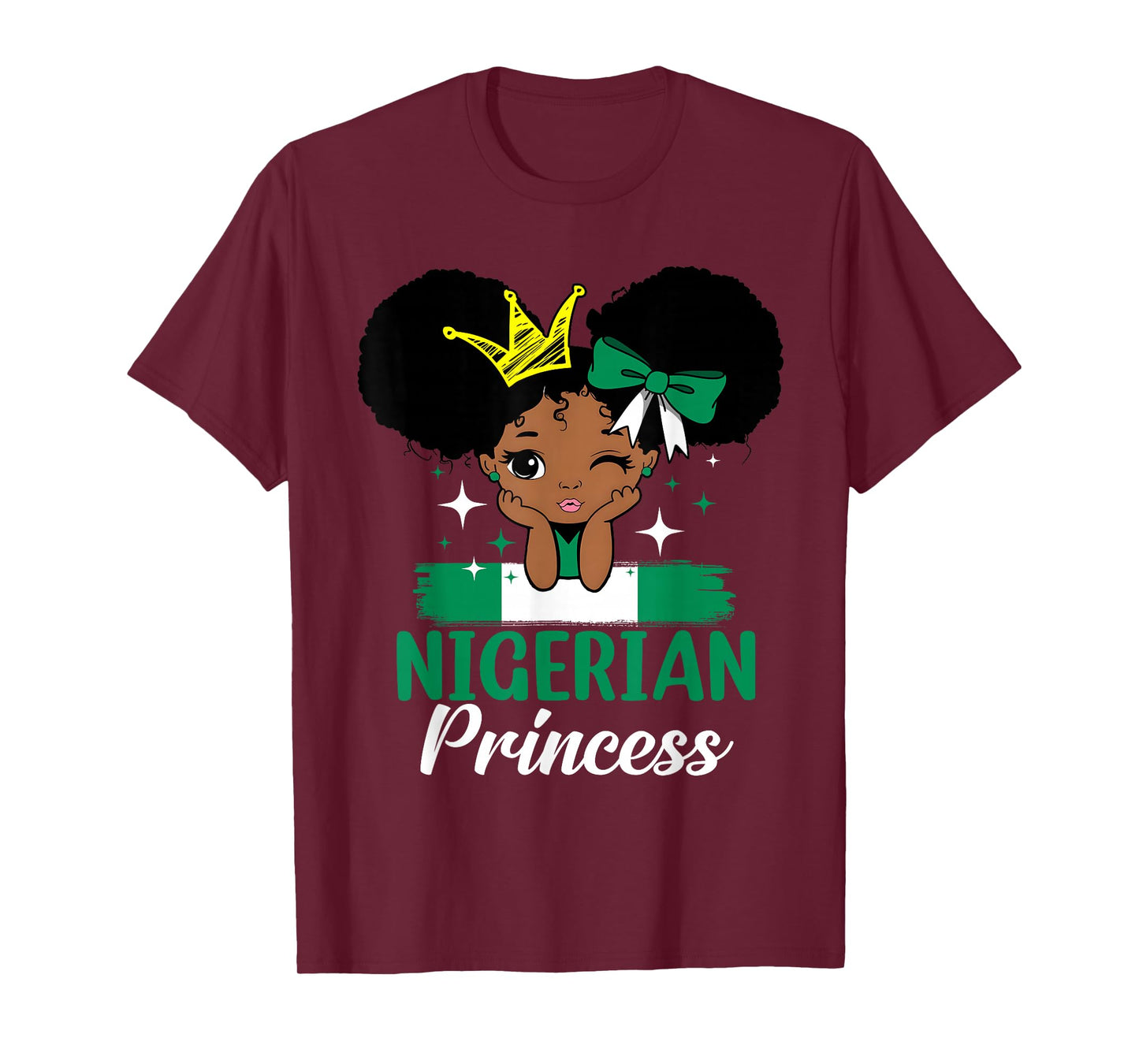 Nigerian Princess Nigeria Girl Melanin Cute Nigerian Flag T-Shirt