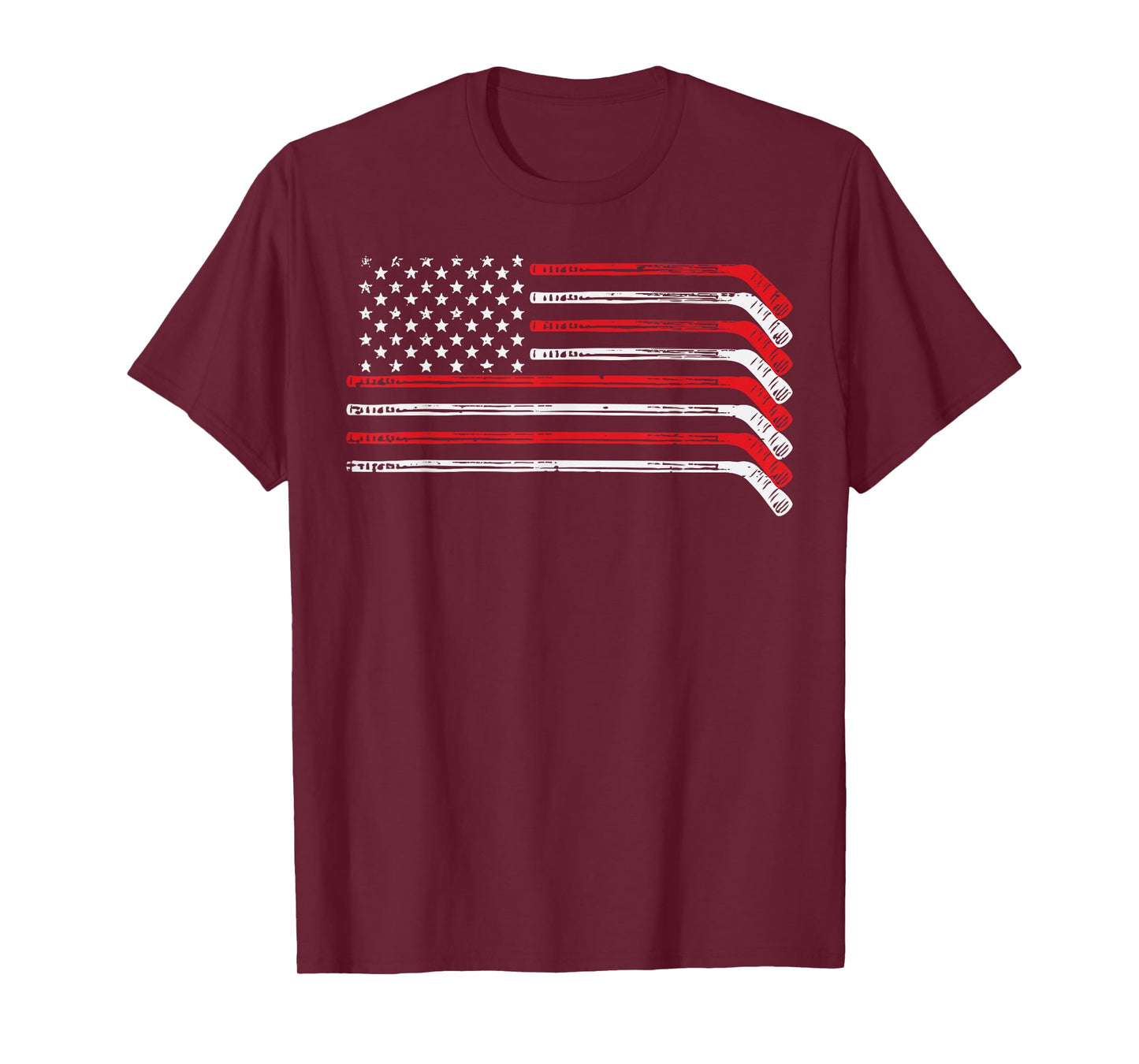 Ice Hockey Sticks US Flag Patriotic Player Men Boys Kids T-Shirt