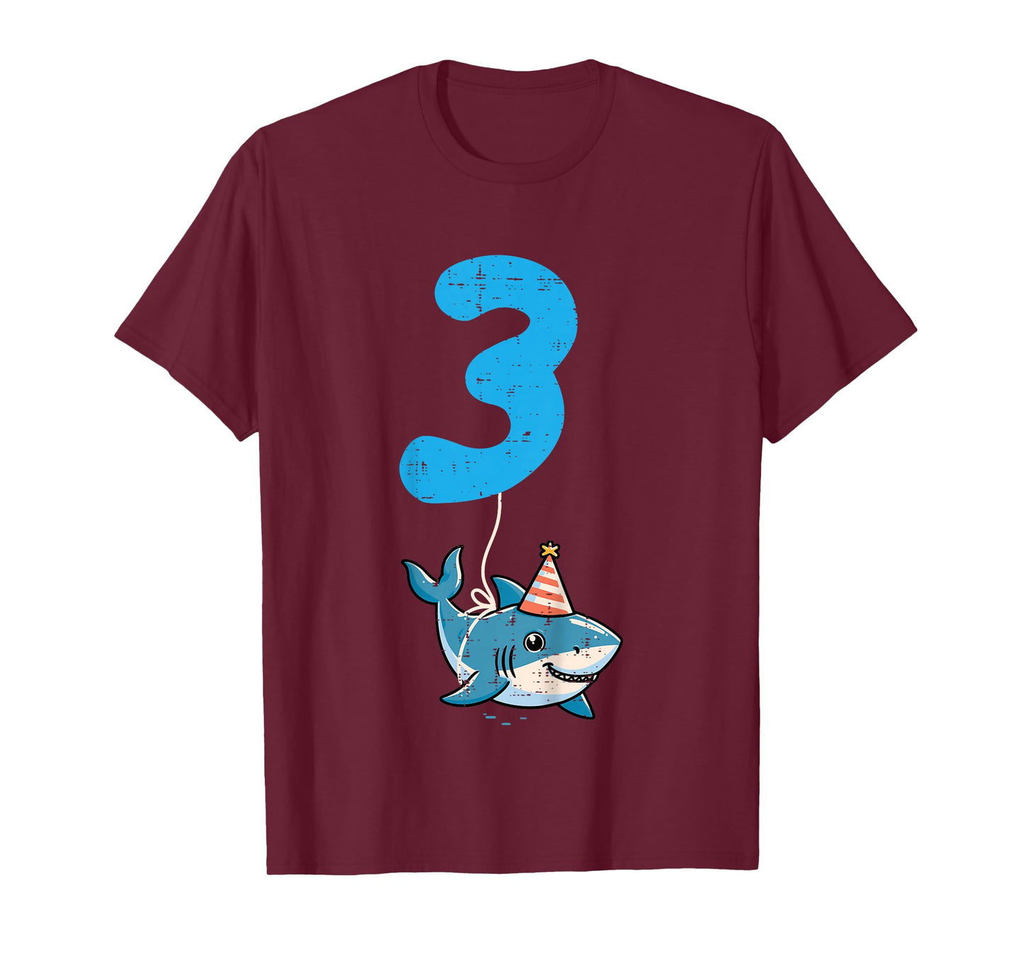 3rd Birthday Shark 3 Hat Three Year Old Bday Boys Girls Kids T-Shirt
