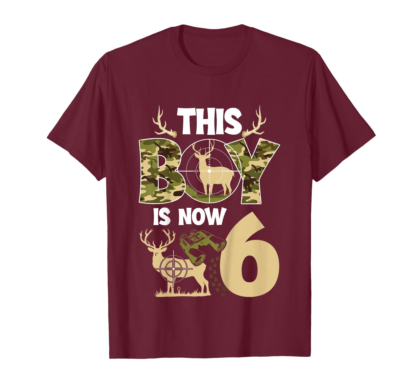 6th Hunting Birthday Party 6 Year Old Hunter Birthday T-Shirt
