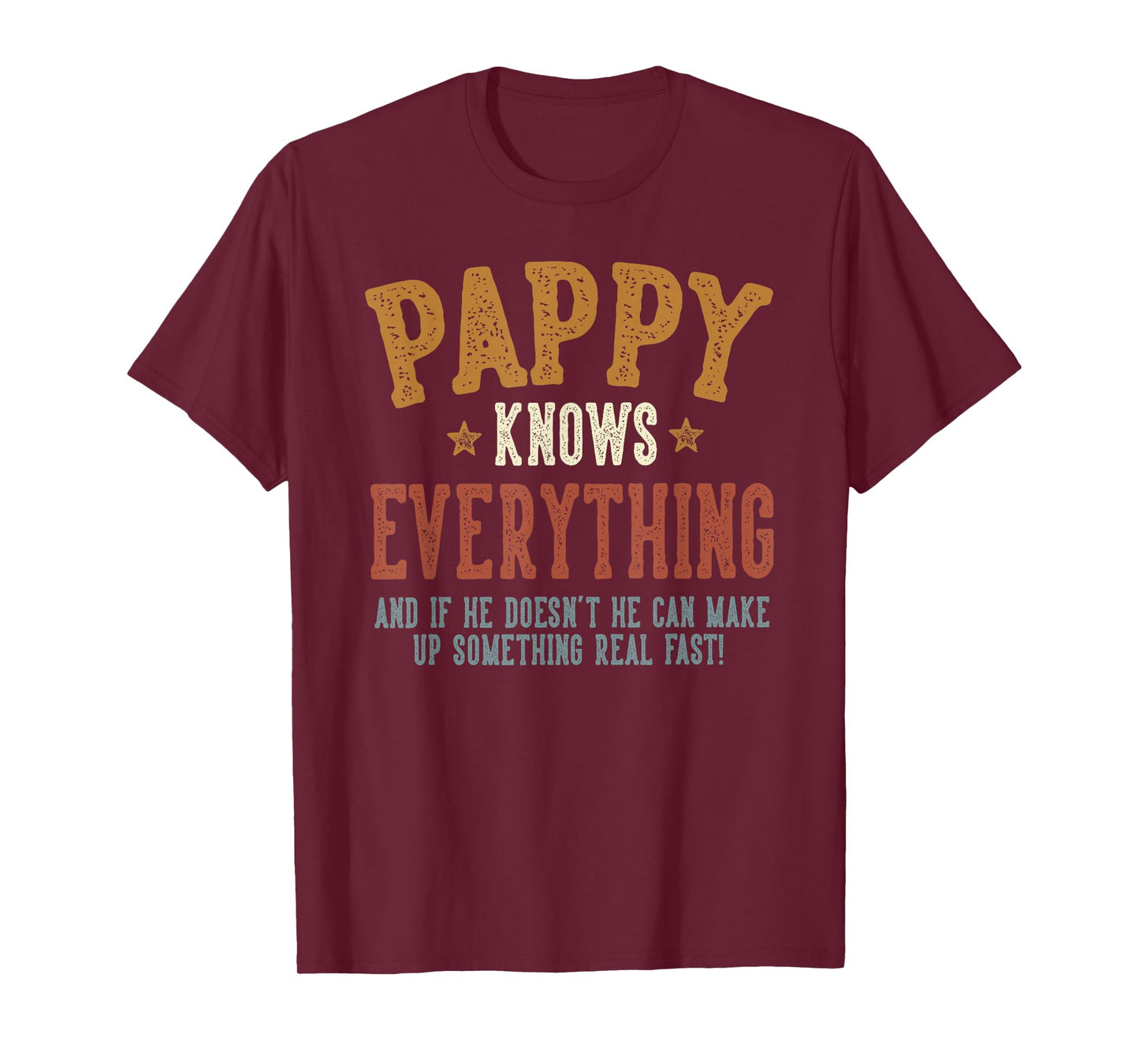 Pappy Knows Everything - Humorous Father's Day Pappy T-Shirt, Small, Black