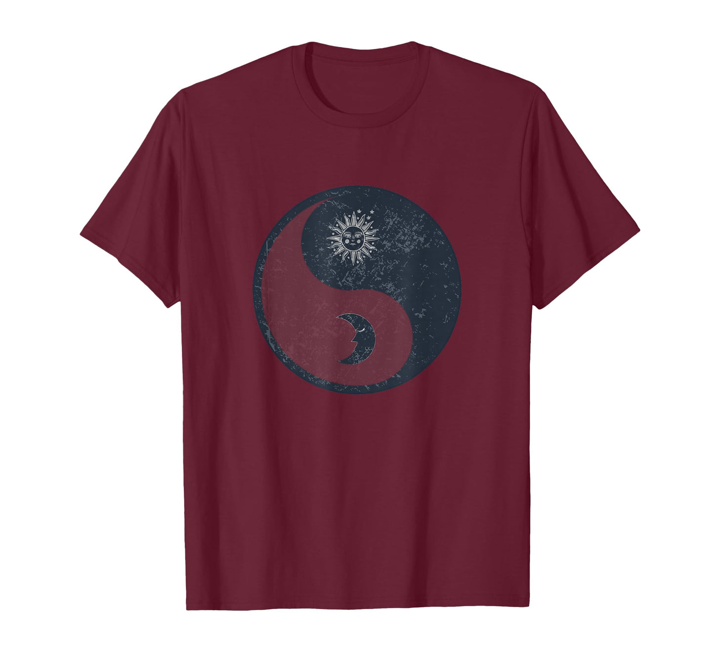 Meditation Yin Yang Sun Moon Distressed T-Shirt