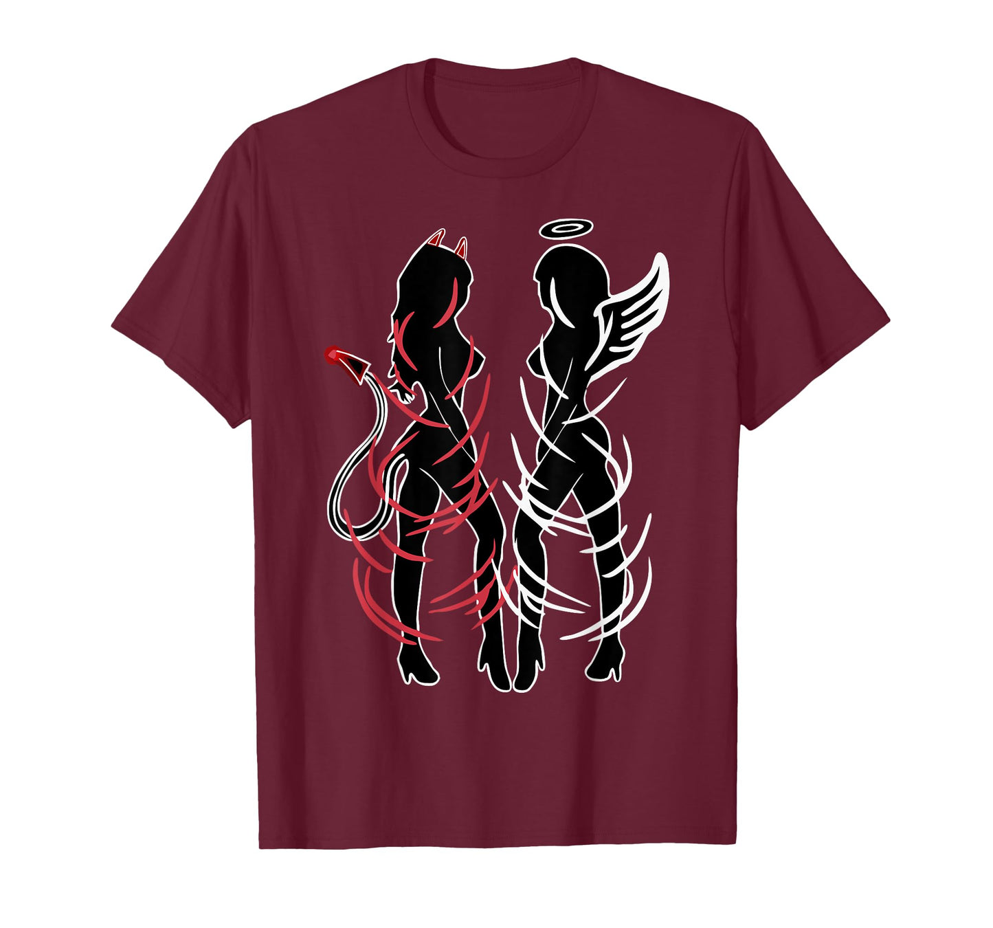 Sexy Women Illustration Duality Symbol Devil And Angel Girls T-Shirt
