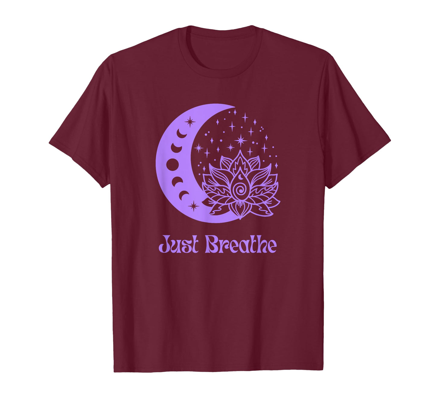 Yogi Purple Moon Phase Yoga Meditation Just Breathe Women's T-Shirt