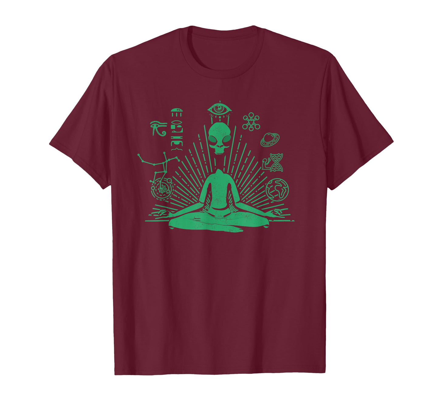 Green Alien Shirt UFO Zen Yoga Meditation Funny T-Shirt