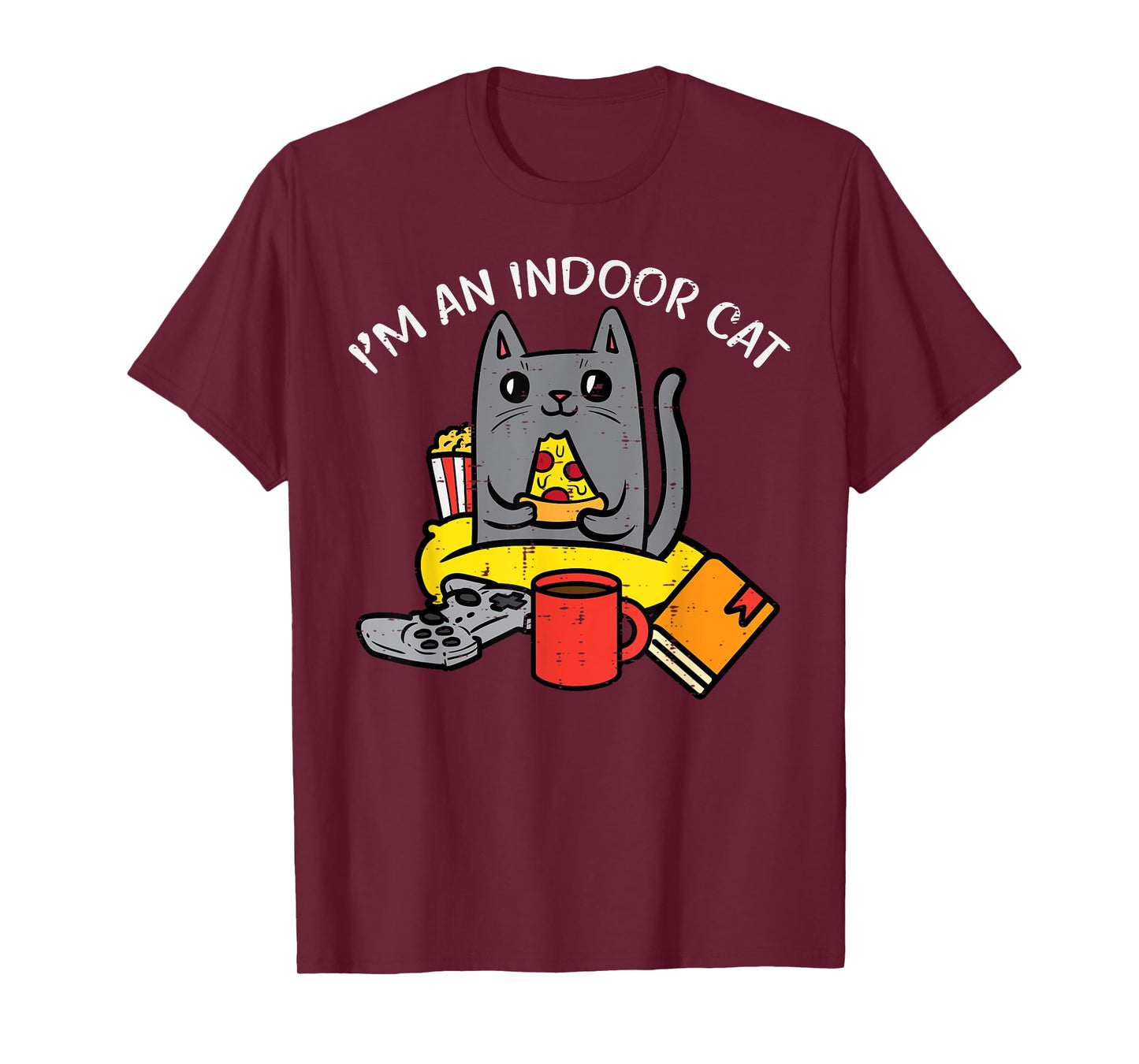 Im Indoor Cat Gaming Controller Pizza Gamer Men Boys Kids T-Shirt