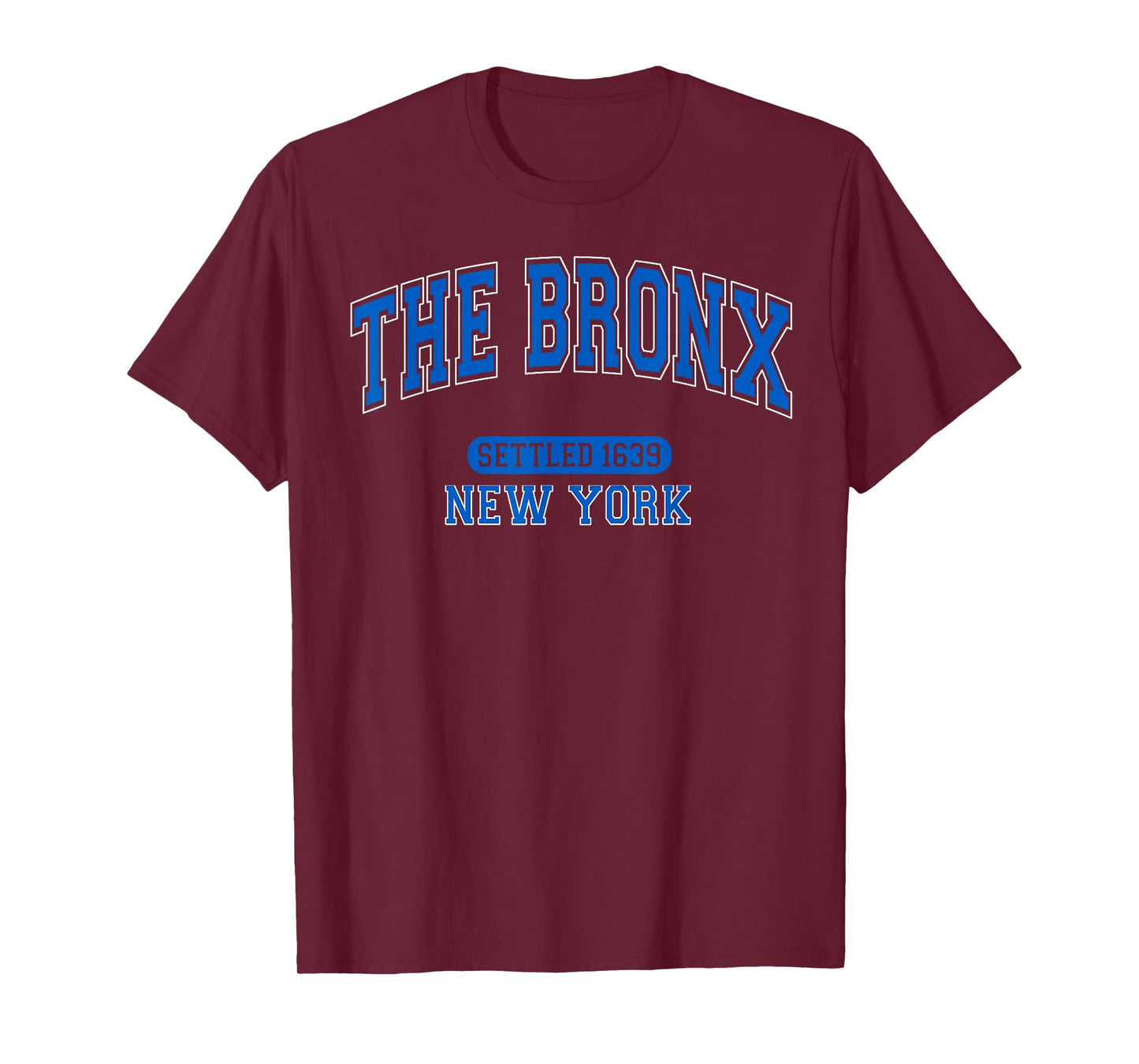 The Bronx New York Settled 1639 Vintage Sports Arched Blue T-Shirt