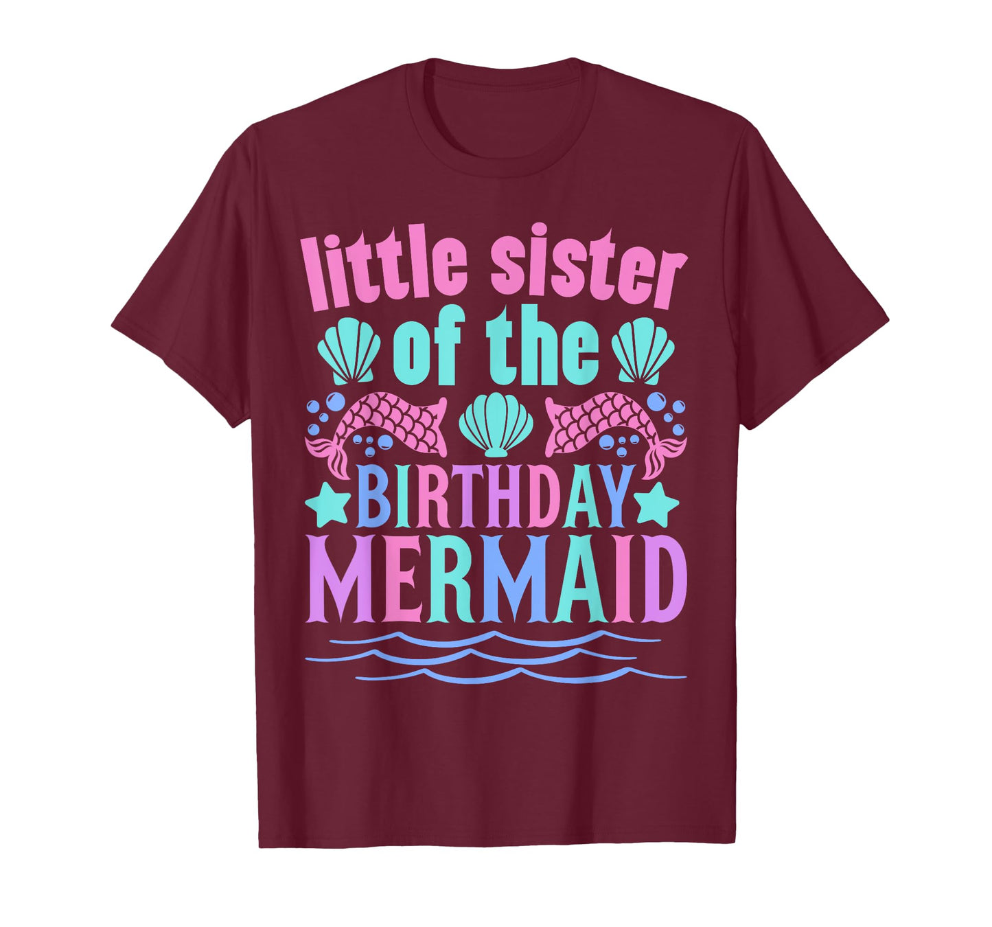 Little Sister Of Birthday Mermaid Party Outfit Cute Mermaid T-Shirt