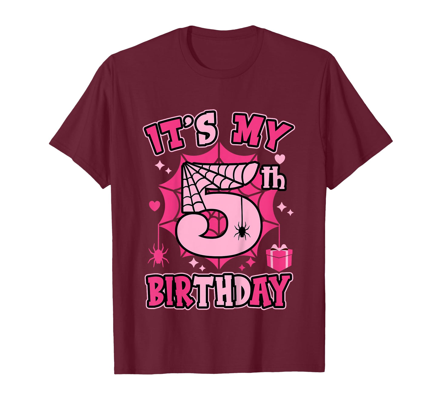 Kids It's My 5th Birthday Spider Girl Costume Party 5 Year Old T-Shirt