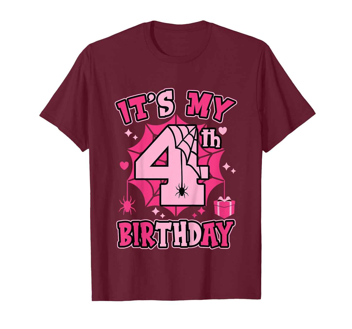Kids It's My 4th Birthday Spider Girl Costume Party 4 Year Old T-Shirt