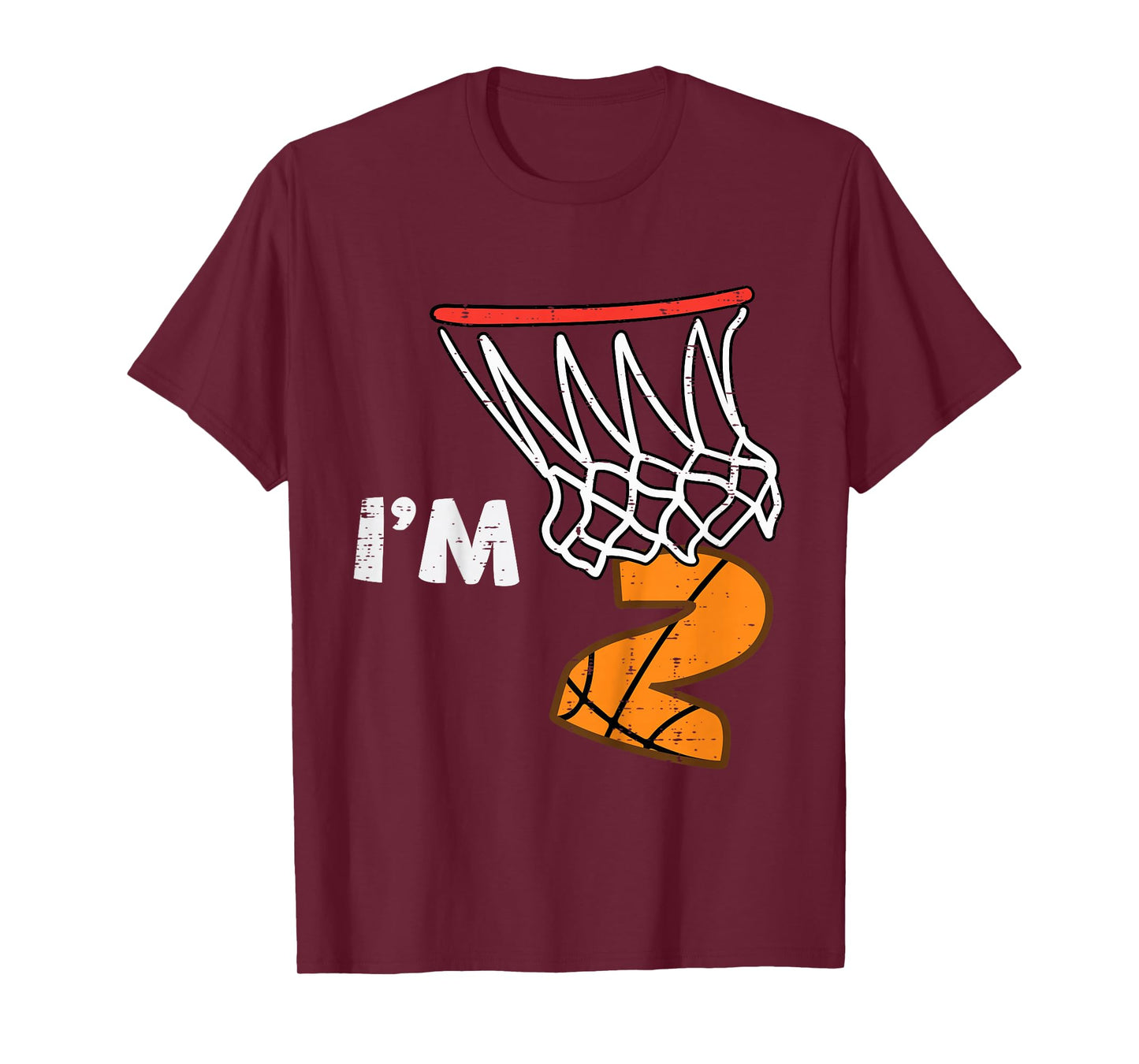 Kids 2nd Birthday Basketball Im 2 Two Year Old Bday Toddler Boys T-Shirt