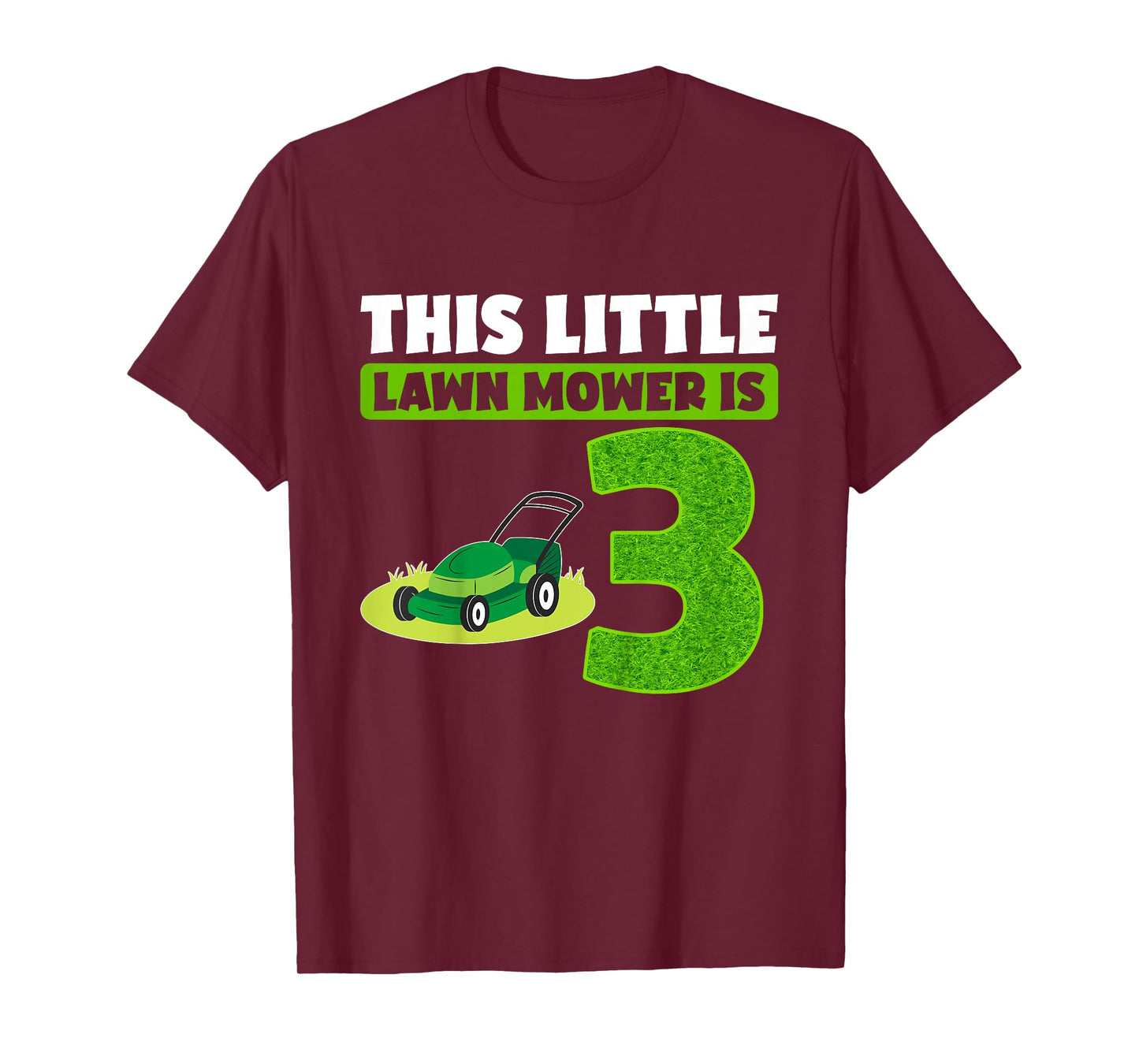 Kids 3rd Lawn Mower Birthday Party Three Year Old Boy Lawn Mowing T-Shirt