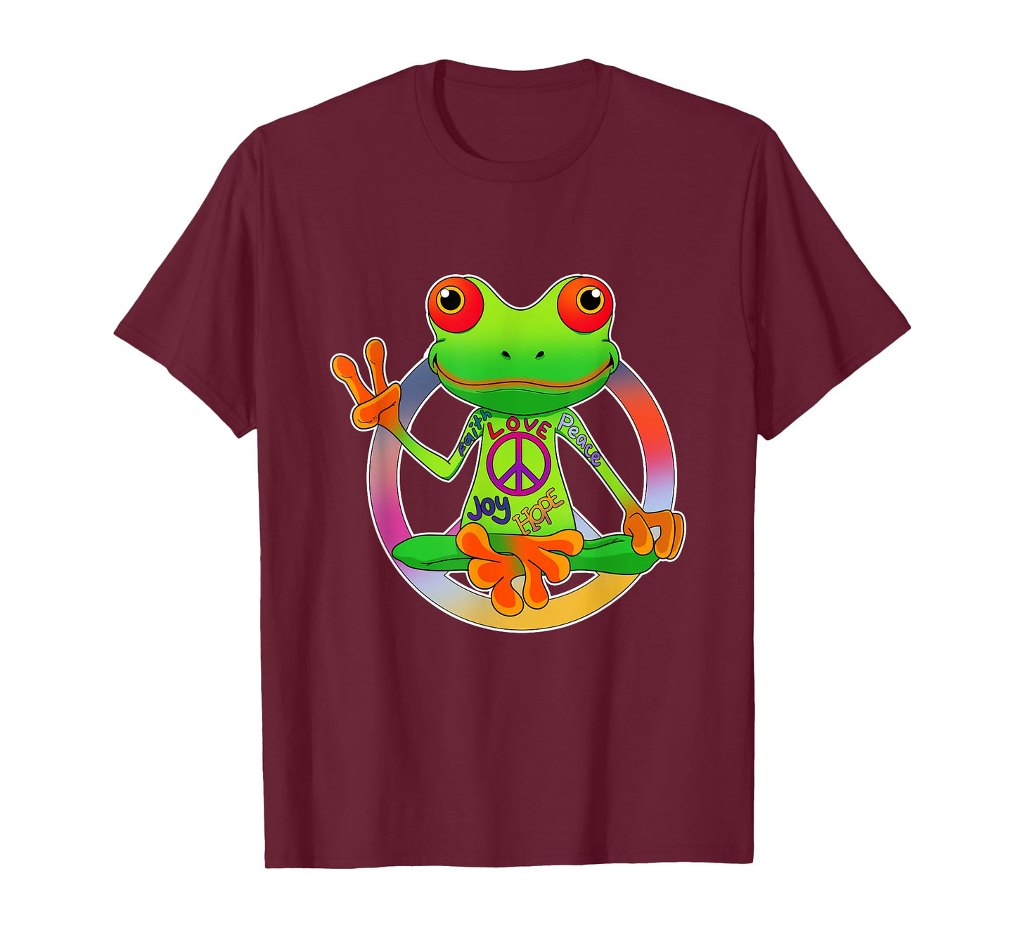 Hippie Frog Peace Sign Yoga Frogs Hippies 70s T-Shirt