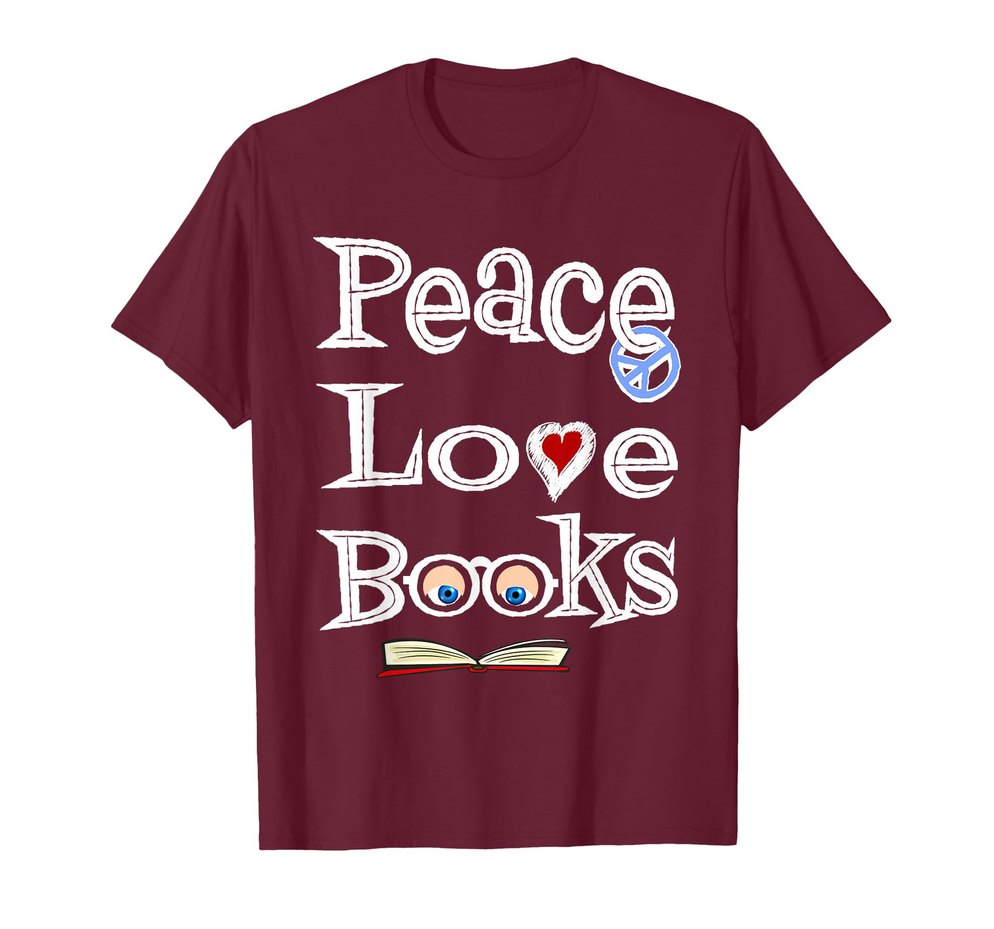 Peace Love Books T-Shirt Geeky Cute Book Nerd Gift
