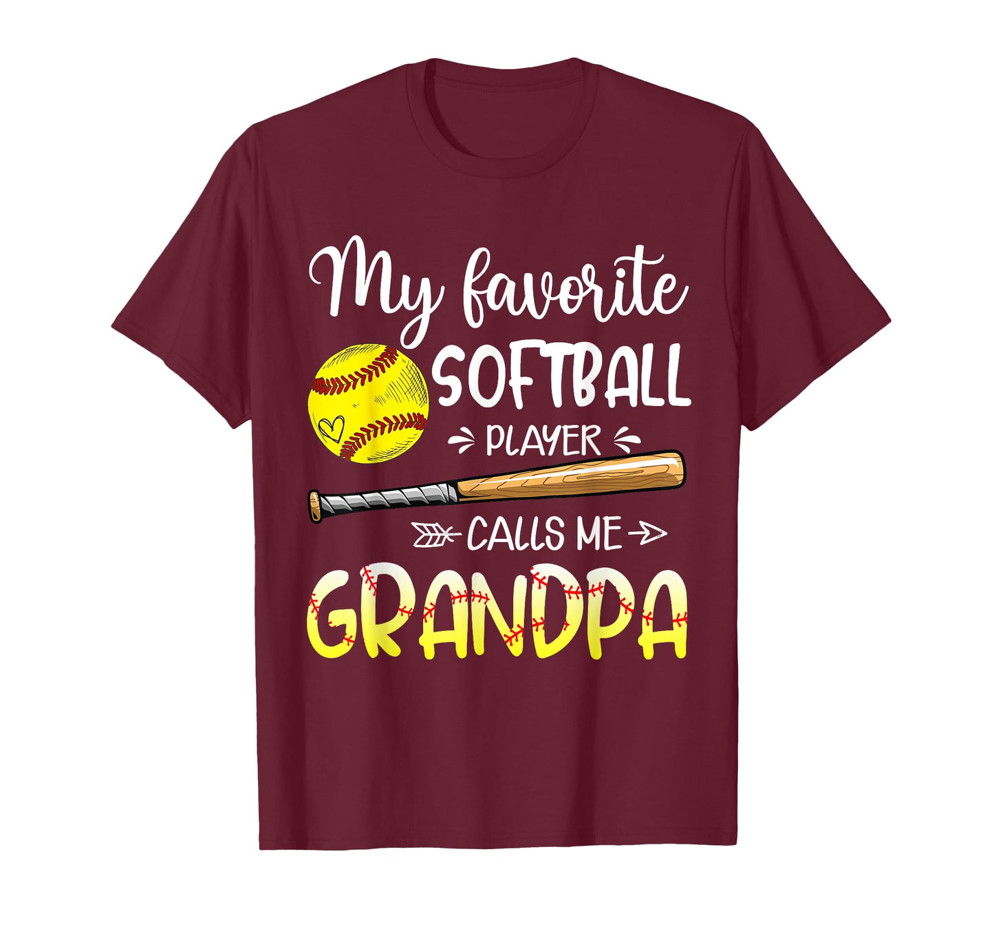 Softball My Favorite Softball Player Calls Me Grandpa T-Shirt