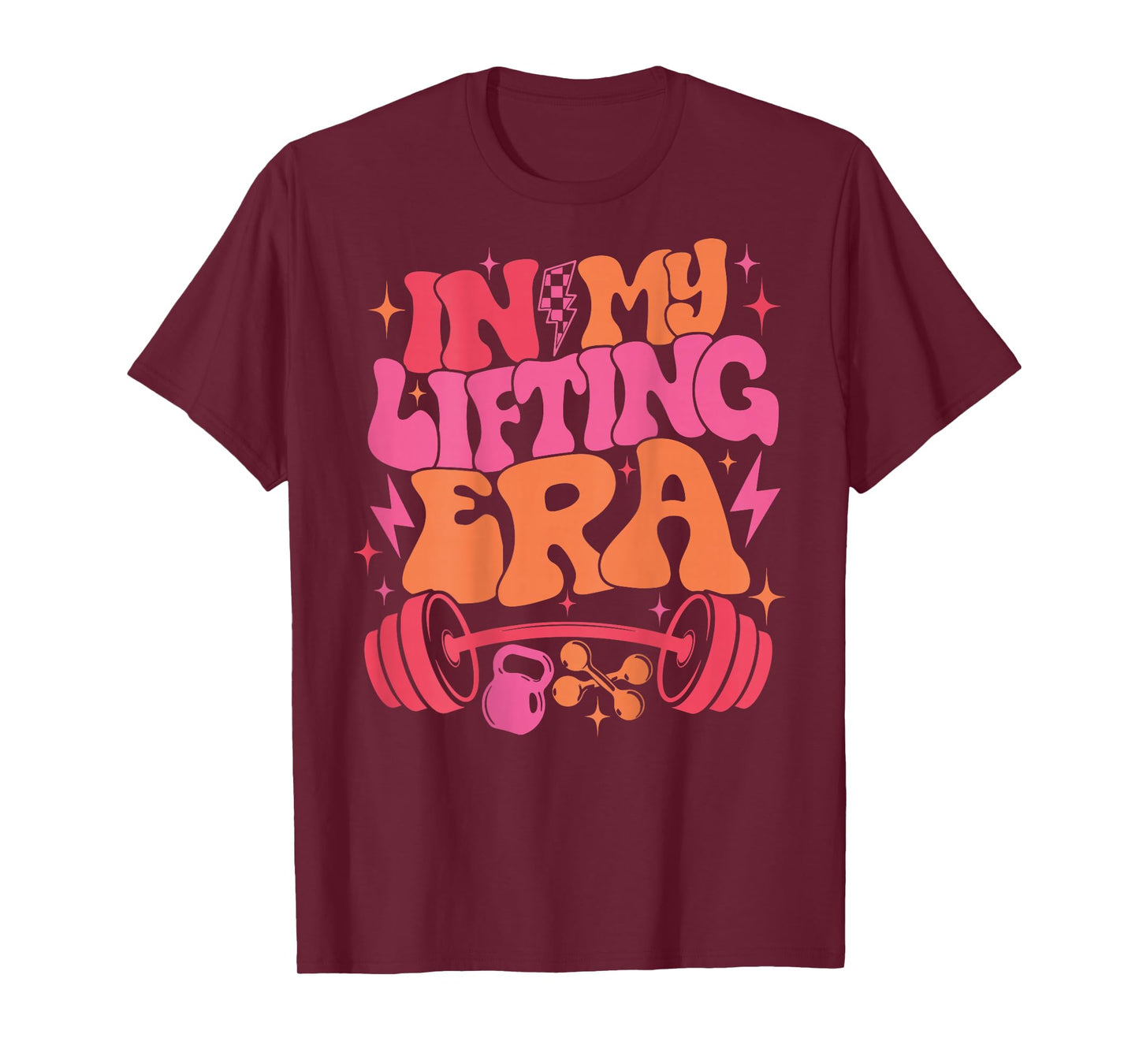 In My Lifting Era Groovy Gym Weight Personal Trainer On Back T-Shirt