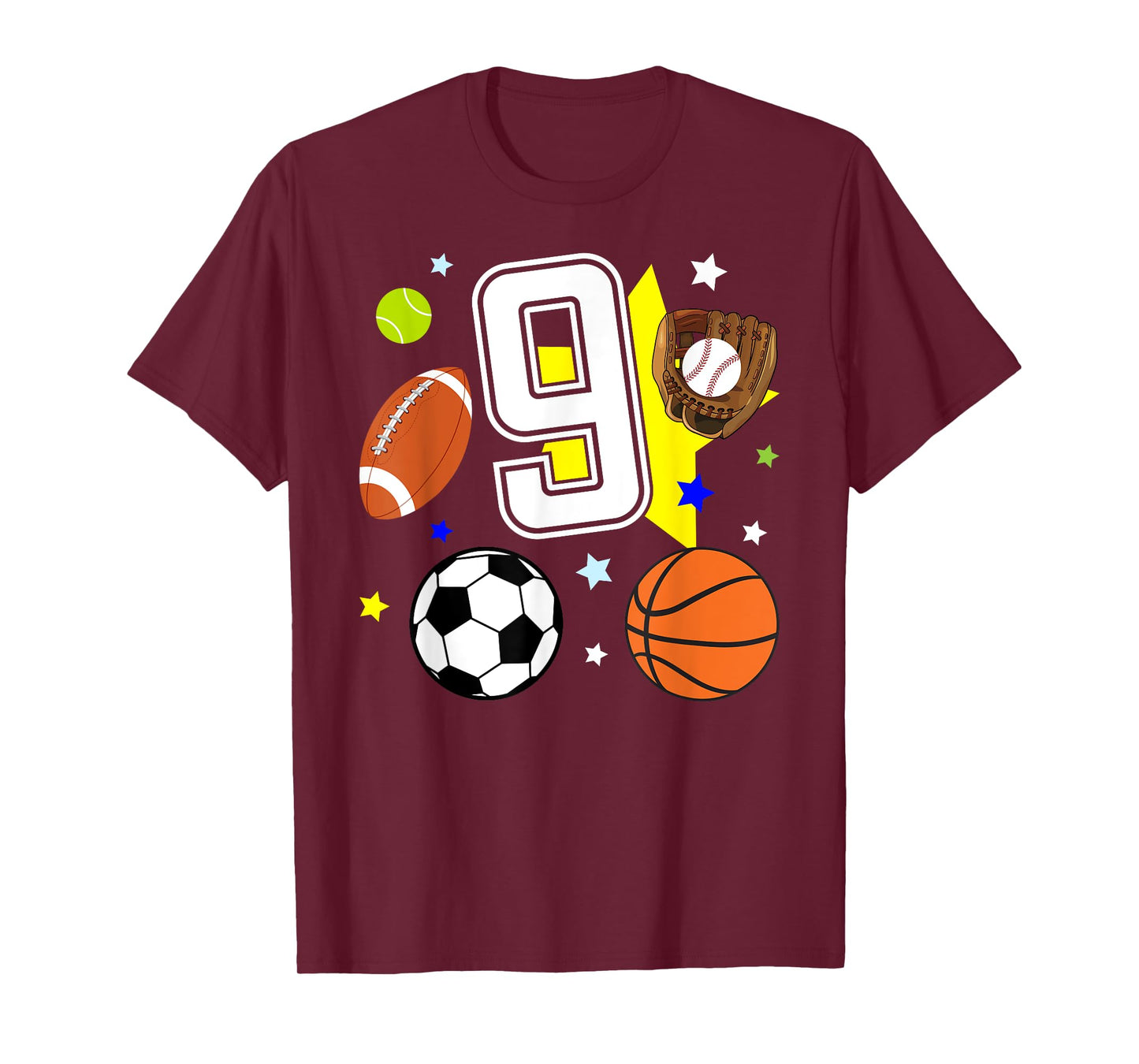 9th Birthday Sports Birthday Theme 9 Year Old Boy T-Shirt