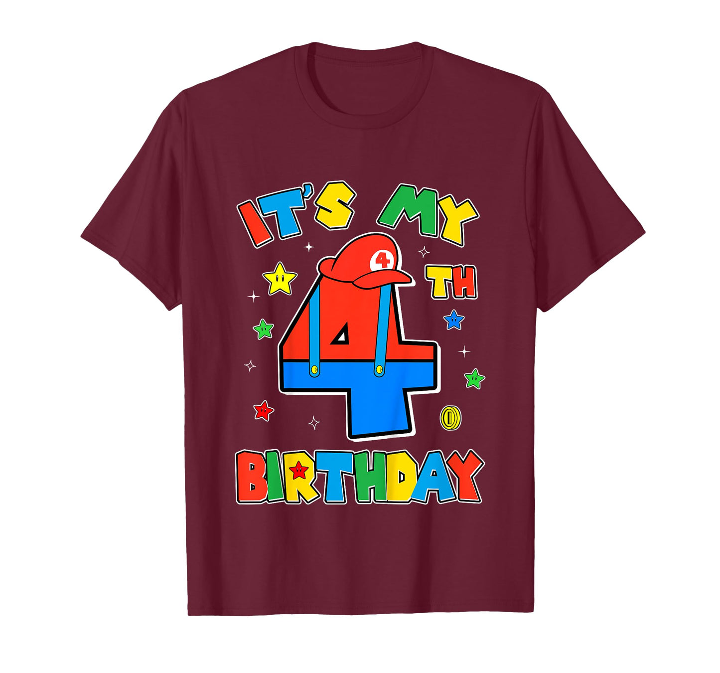 Kids 4th Birthday Boy Super Gamer Gaming Theme B-day Party Boys T-Shirt