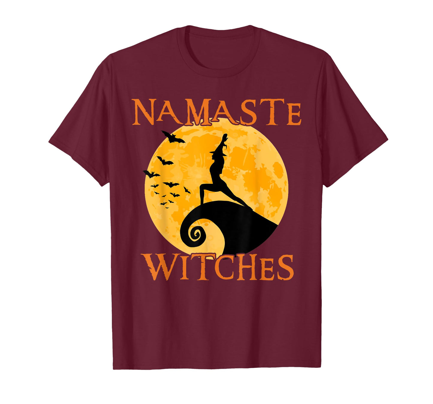 Namaste Witches Yoga Warrior I Pose Halloween Yoga T-Shirt
