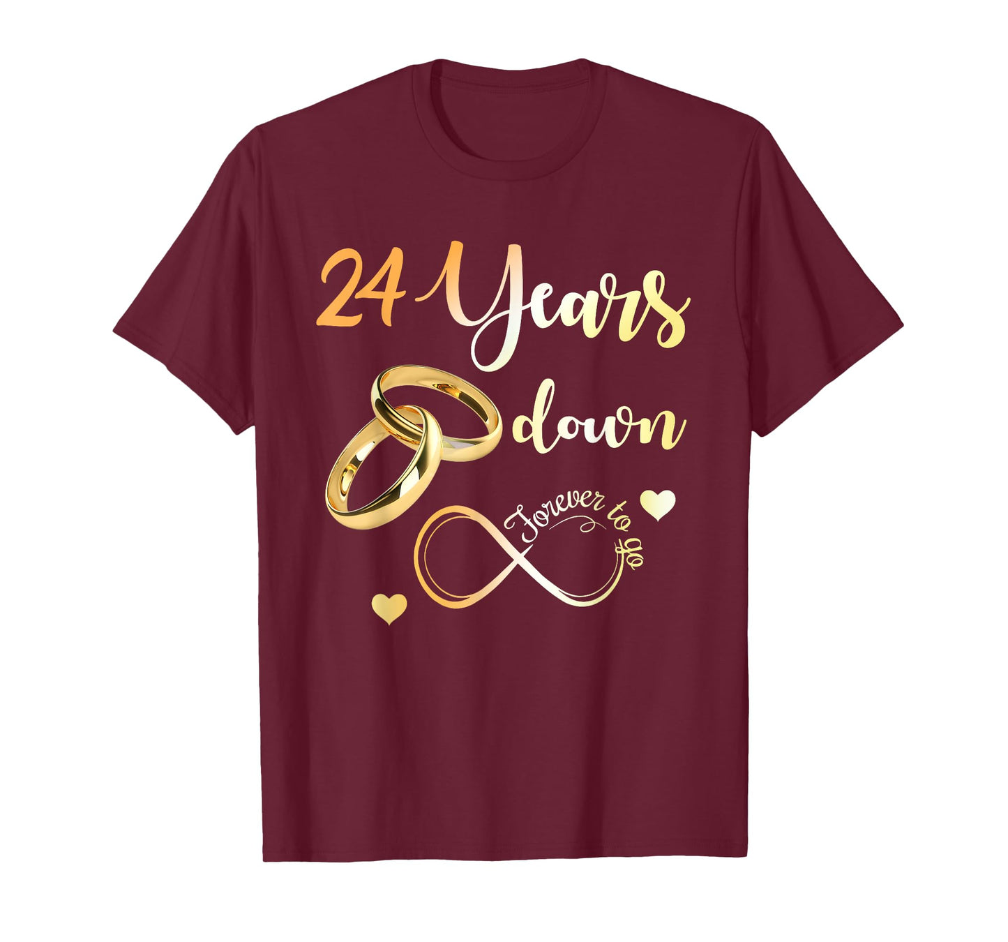 24 Years Down Forever To Go Couple Matching 24th Anniversary T-Shirt