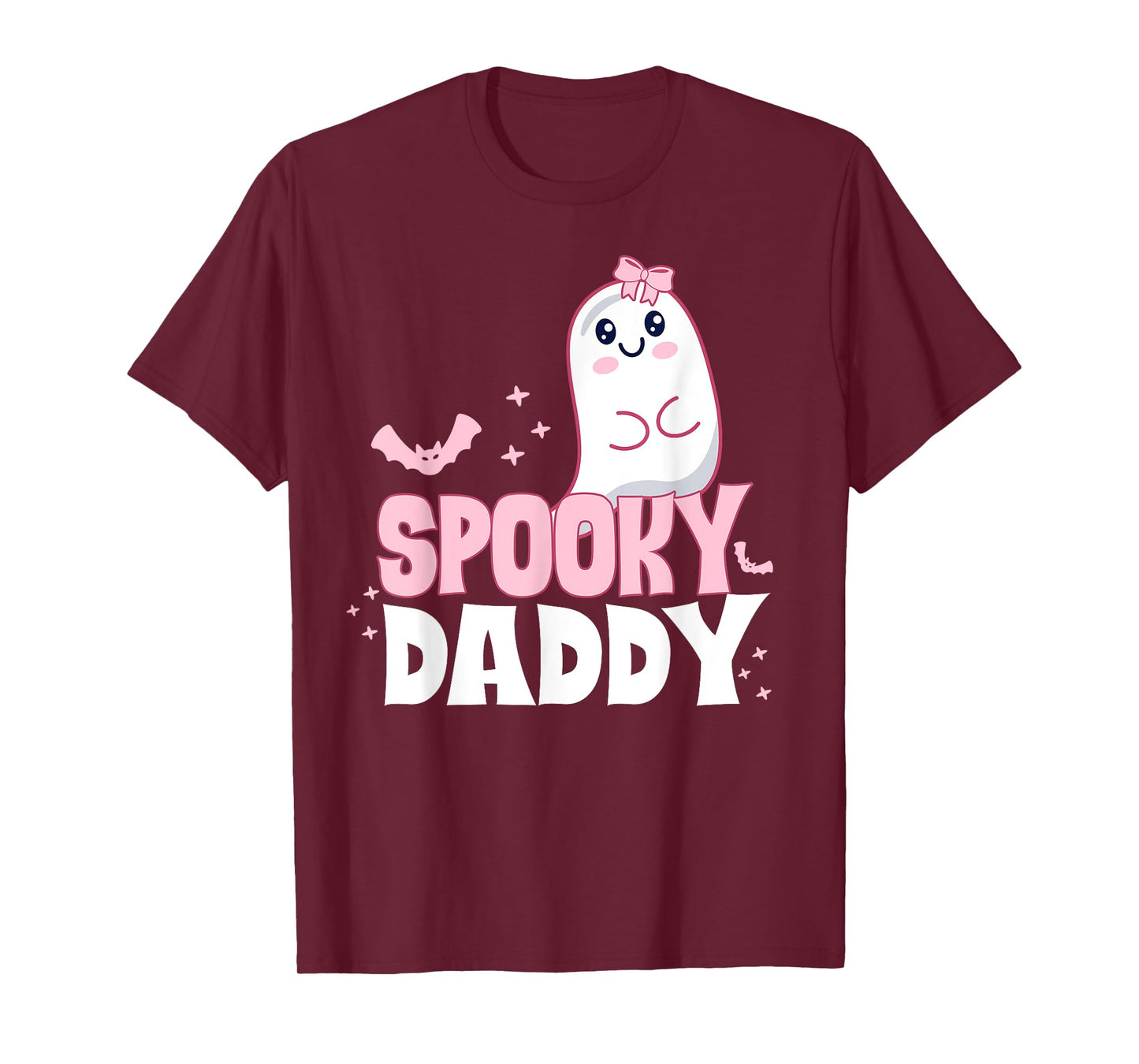 Spooky Daddy Family Cute Pink White Ghost Boo Halloween T-Shirt
