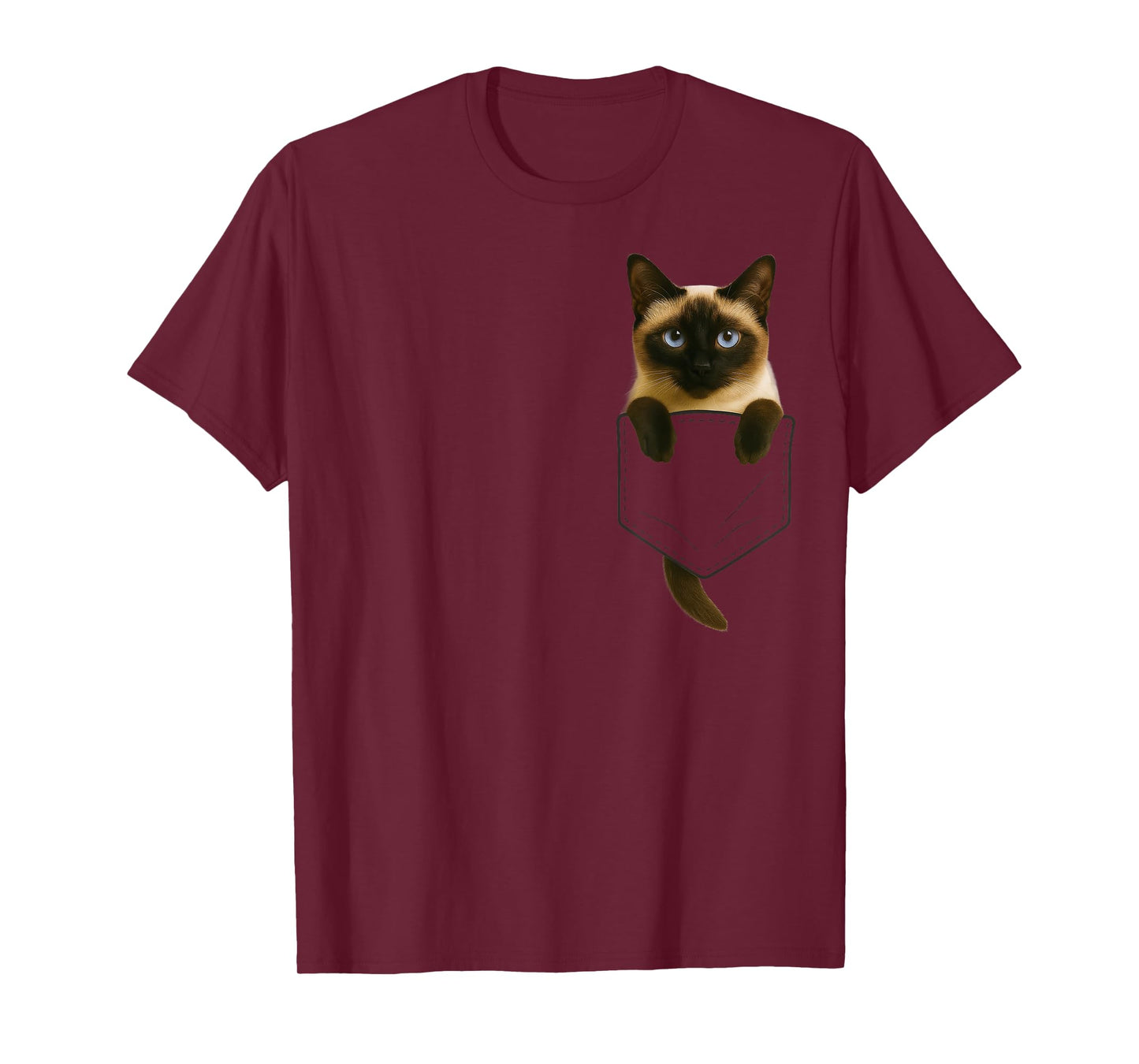 Siamese Cat Pocket Funny Gifts Cat Mom Cat Dad Cat Lover T-Shirt