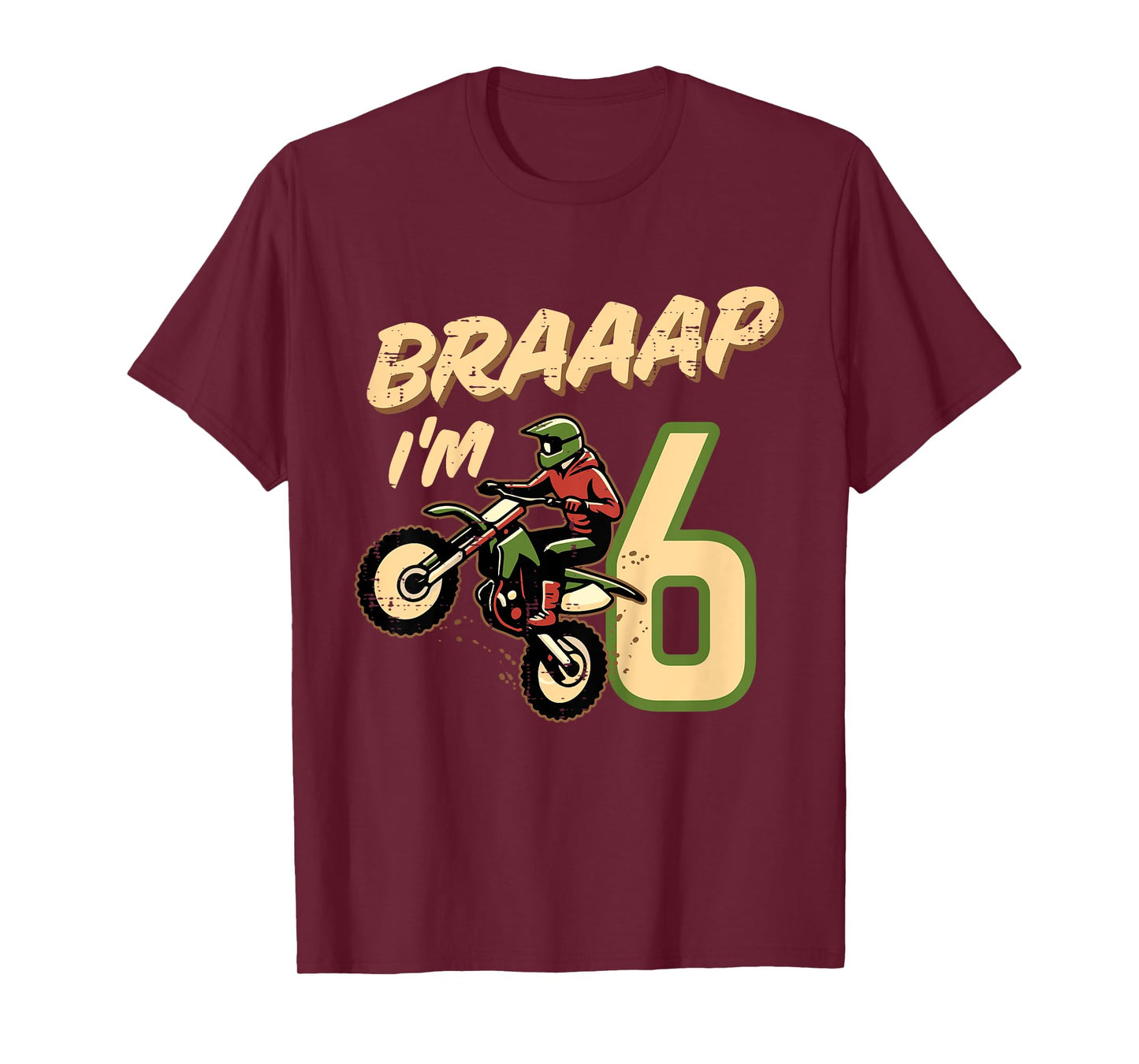 Kids Braaap Im 6 Dirt Bike 6th Birthday Motocross Bday Boys Kids T-Shirt