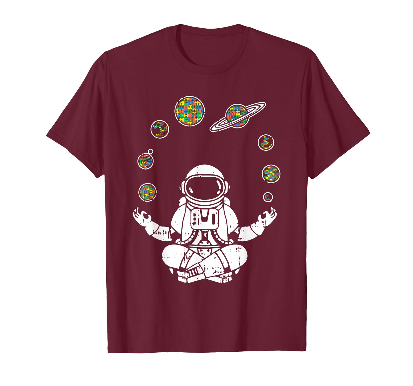 Yoga Astronaut Space Planets Autism Awareness Gifts For Mom T-Shirt