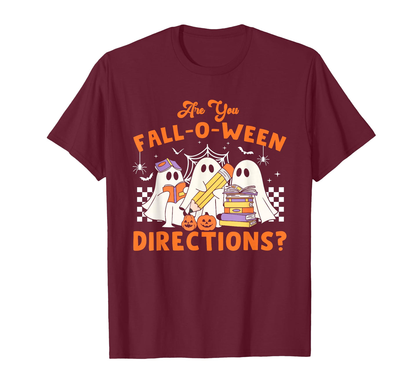 Retro are You Fall O Ween Directions Teacher Halloween Ghost T-Shirt