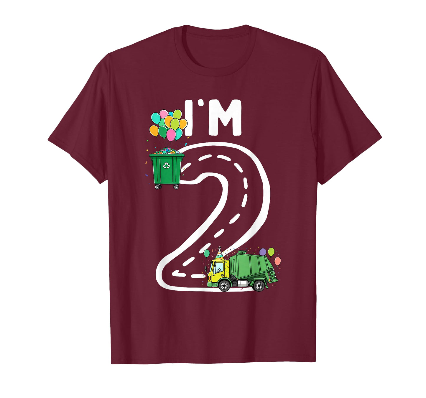 I'm 2 Two Years Old Garbage Truck 2nd Birthday Boy Kids T-Shirt