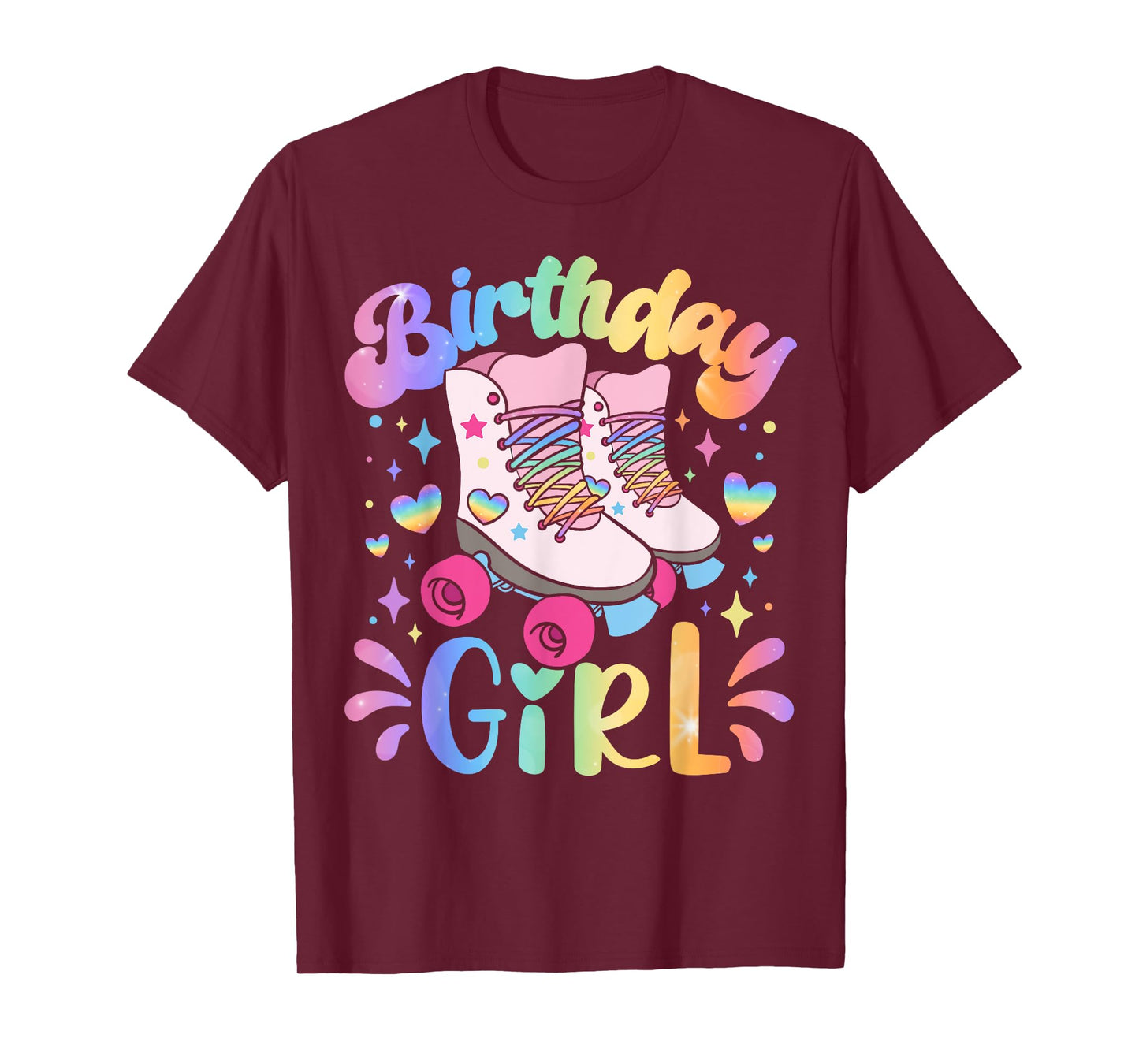 Birthday Girl Rolling Skates Roller Skater Party Kids Girls T-Shirt