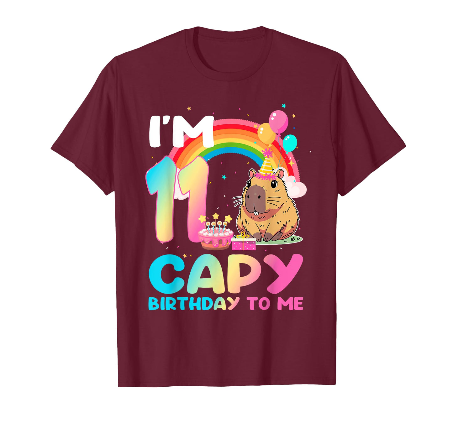 I'm 11 Year Old Capy Happy Birthday To Me 11th Bday Capybara T-Shirt